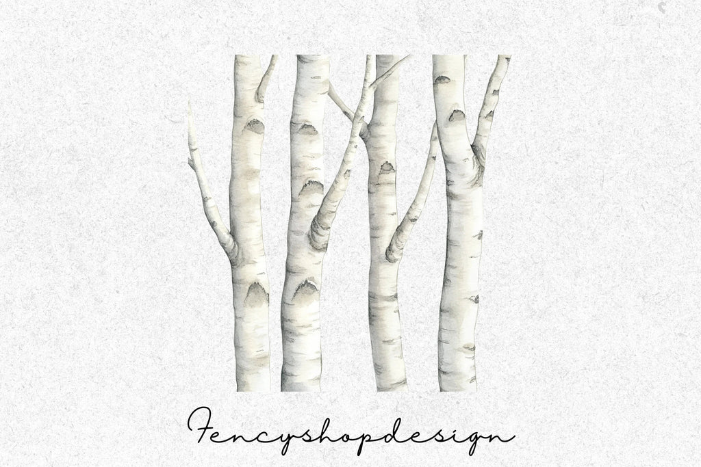 Birch Trees Forest Clipart Bundle