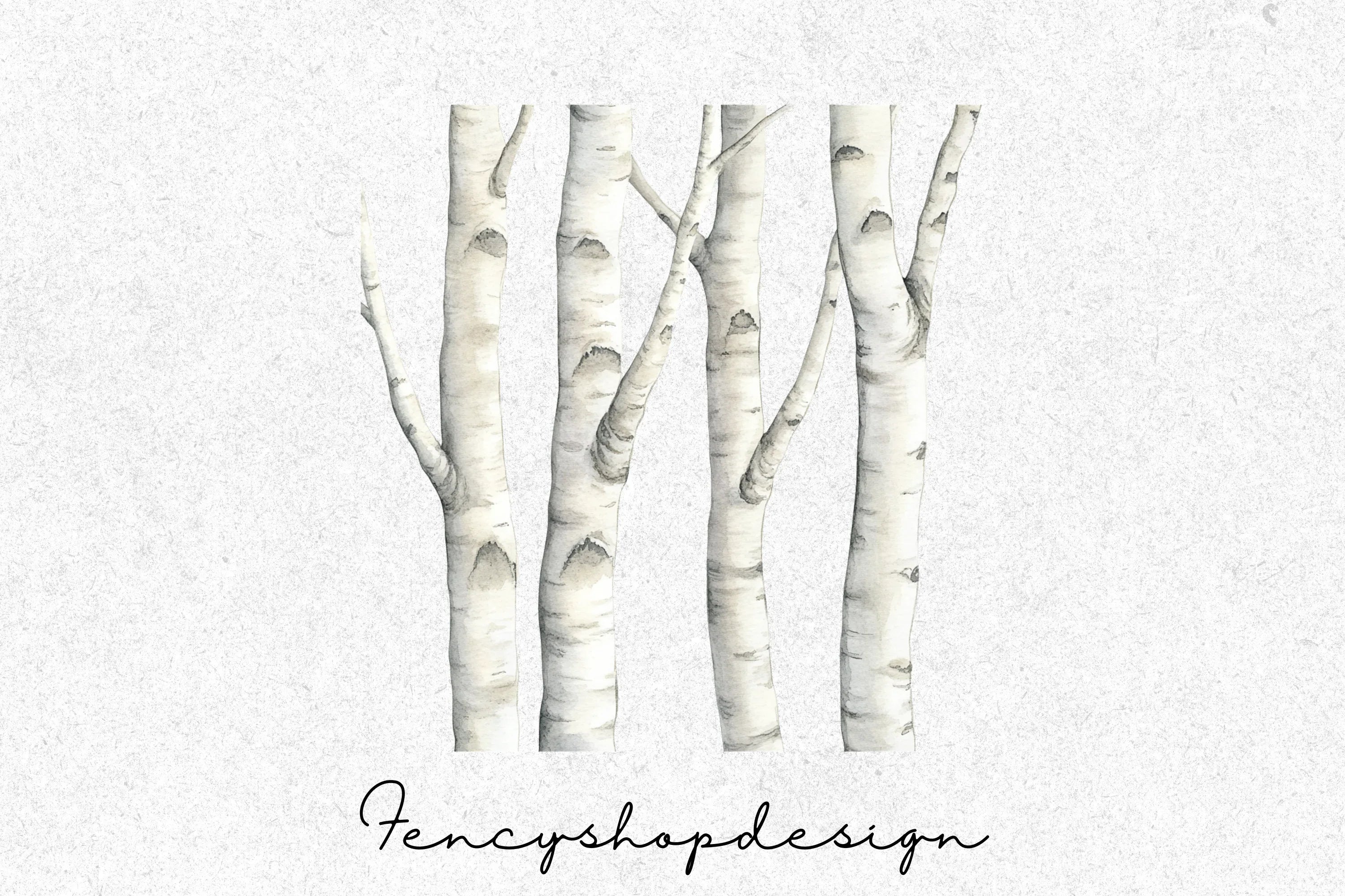 Birch Trees Forest Clipart Bundle