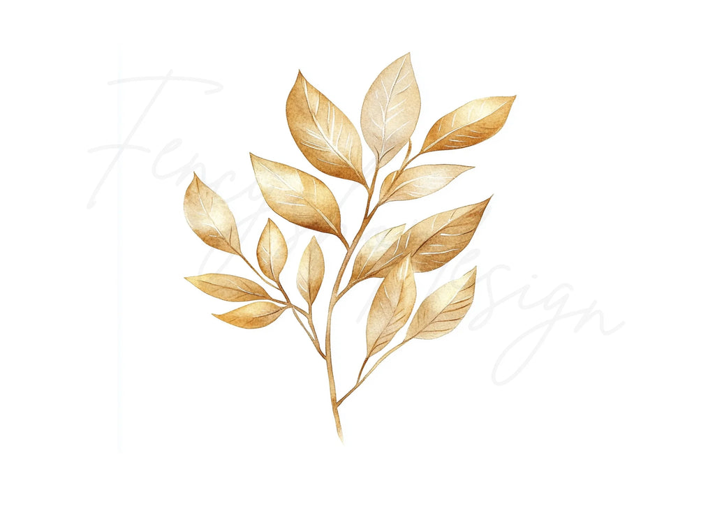 Golden Leaves Clipart Bundle