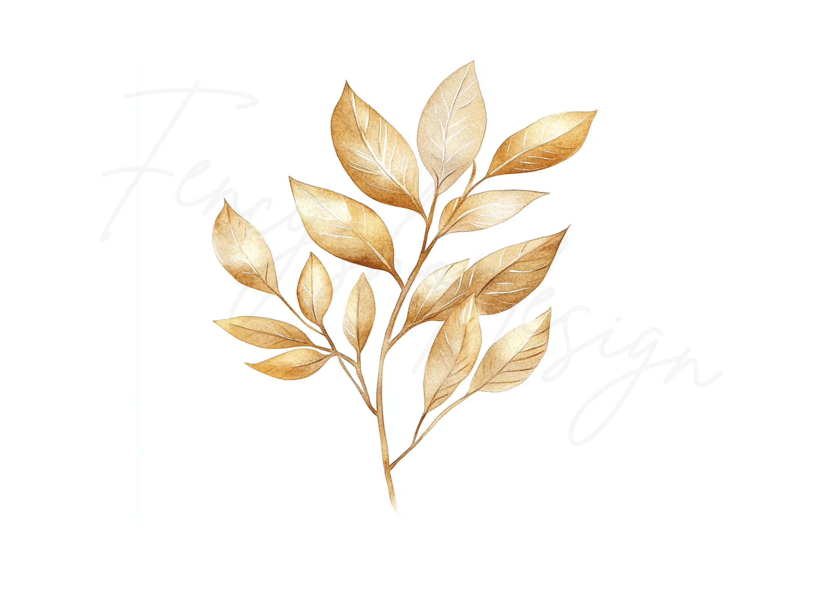 Golden Leaves Clipart Bundle