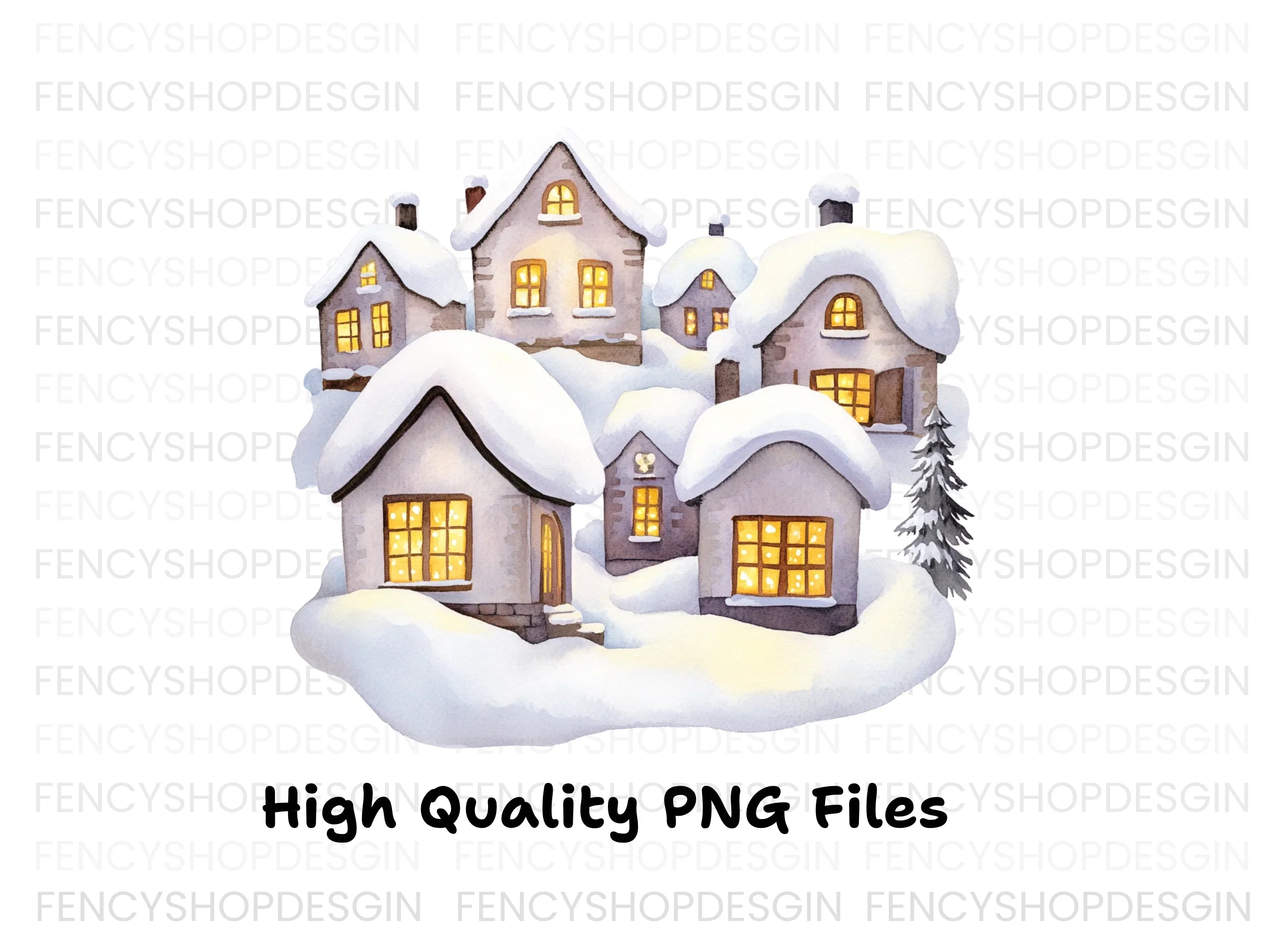 Cozy Winter Houses Clipart Bundle
