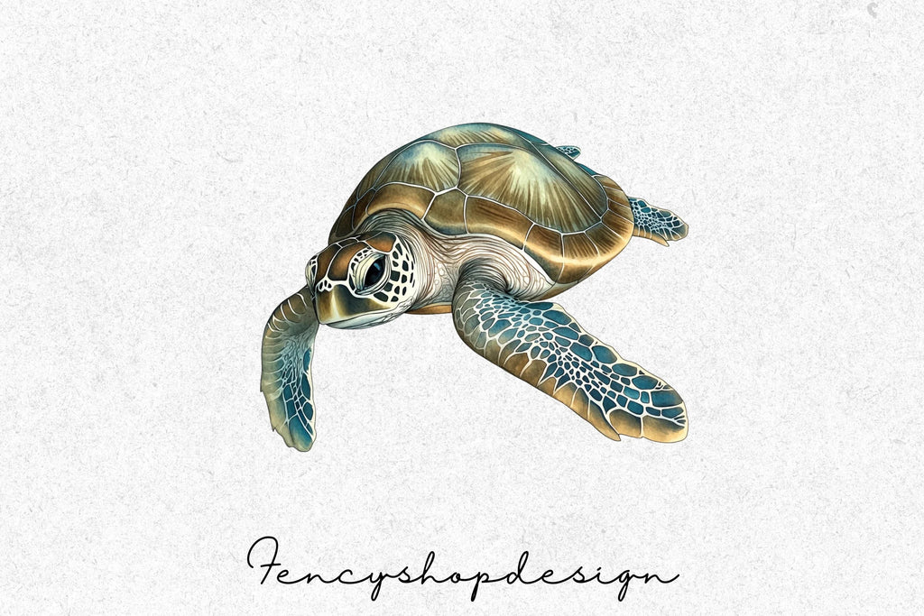 Realistic Sea Turtle Clipart Bundle