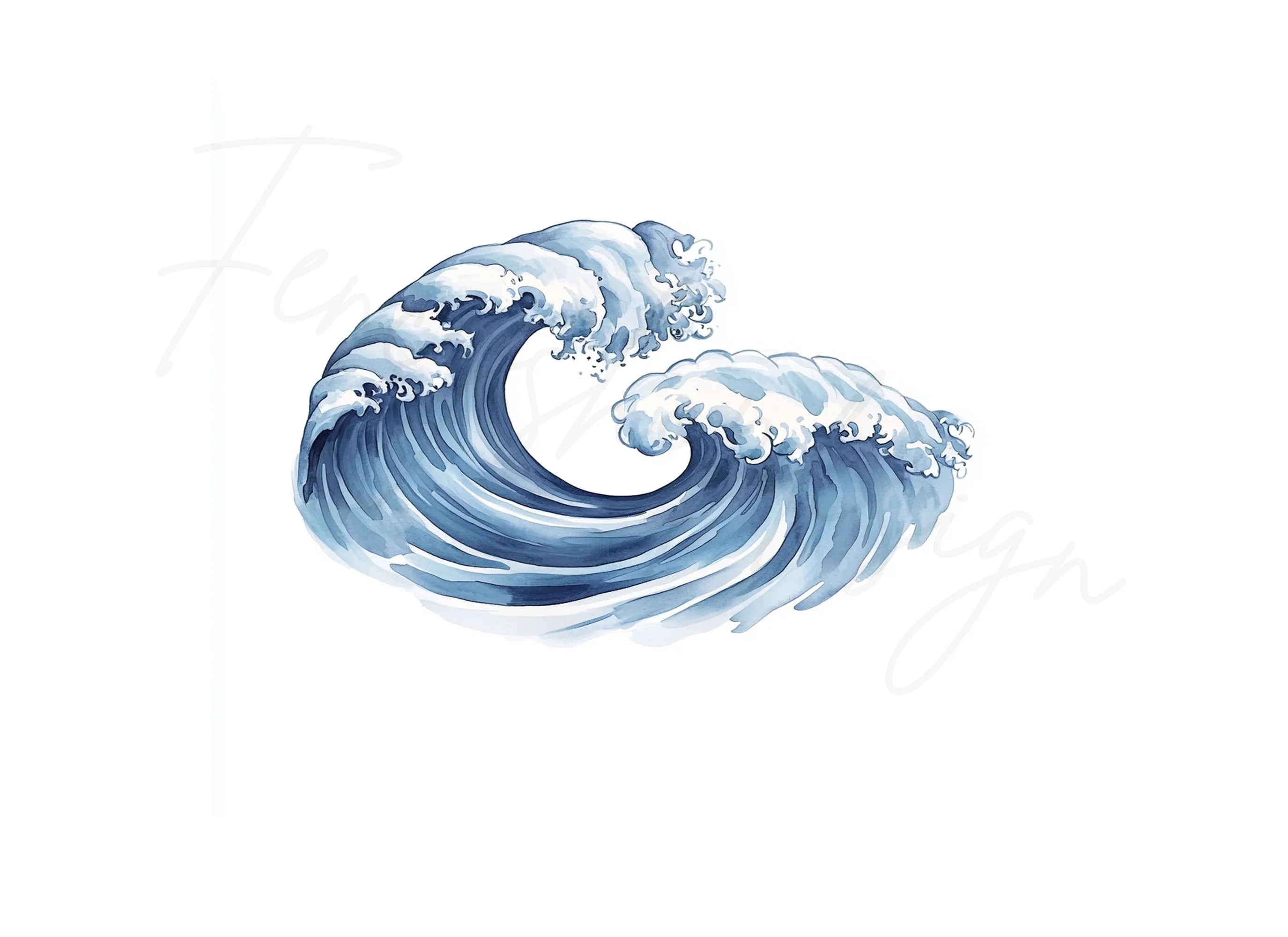 Serene Blue Wave Clipart Bundle