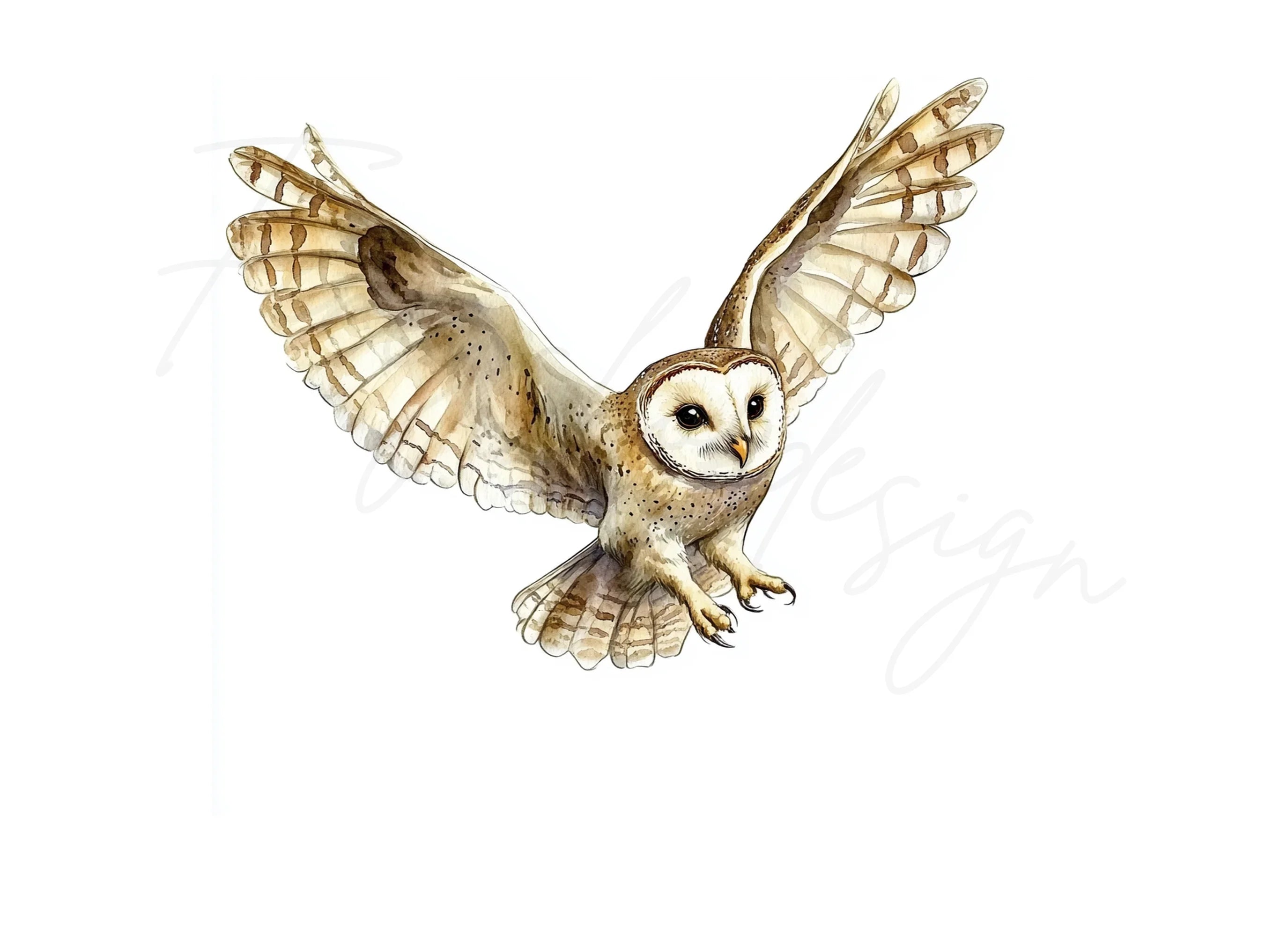 Barn Owl Flying Clipart Bundle