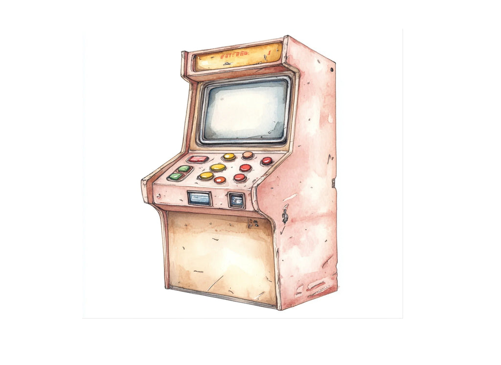 Vintage Arcade Game Cabinet Illustrations Clipart Bundle
