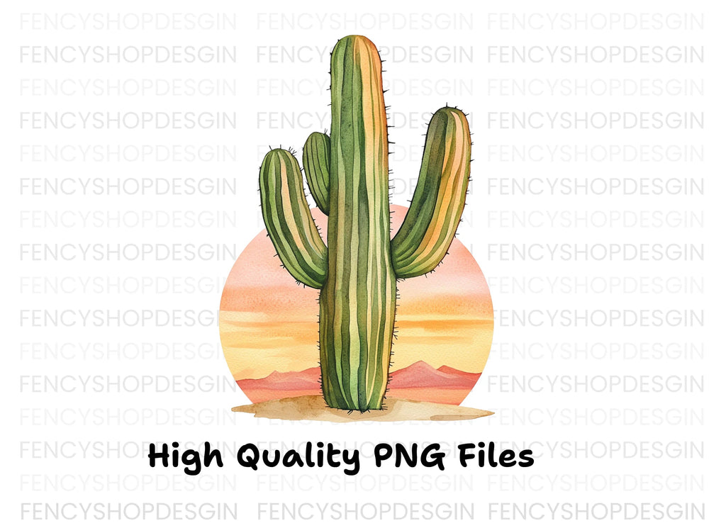 Vibrant Saguaro Cactus Desert Clipart Bundle