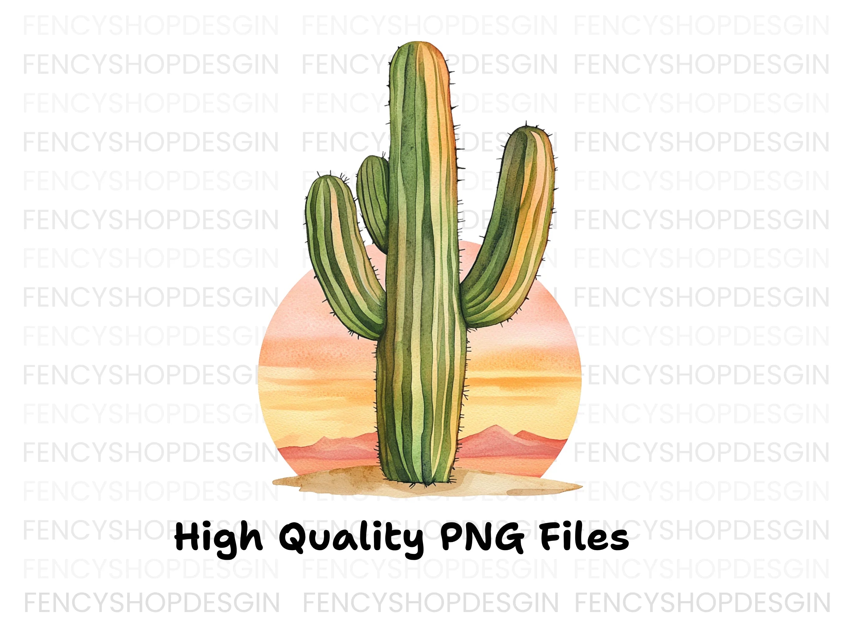 Vibrant Saguaro Cactus Desert Clipart Bundle