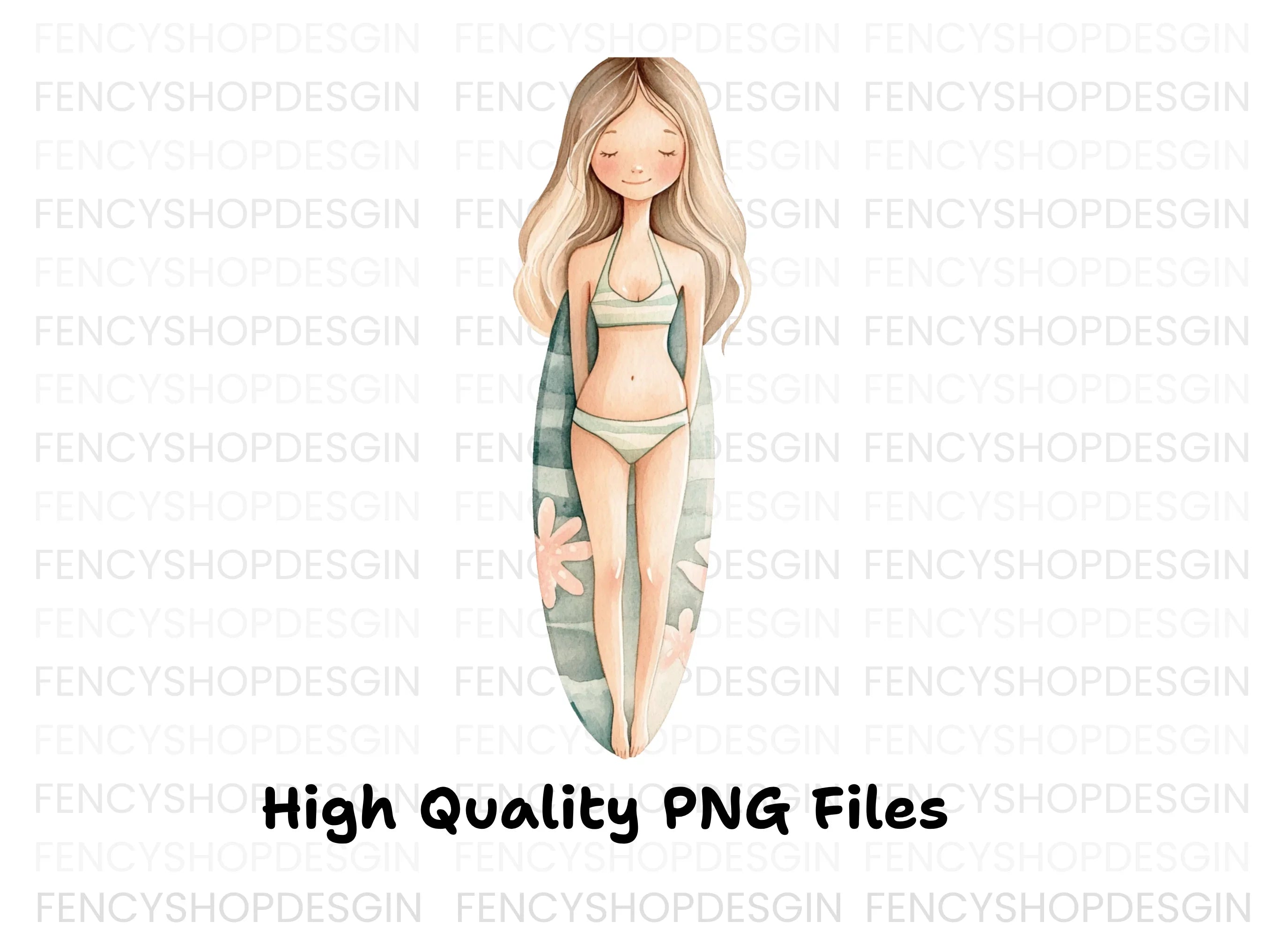 Girl Surfer Clipart Bundle