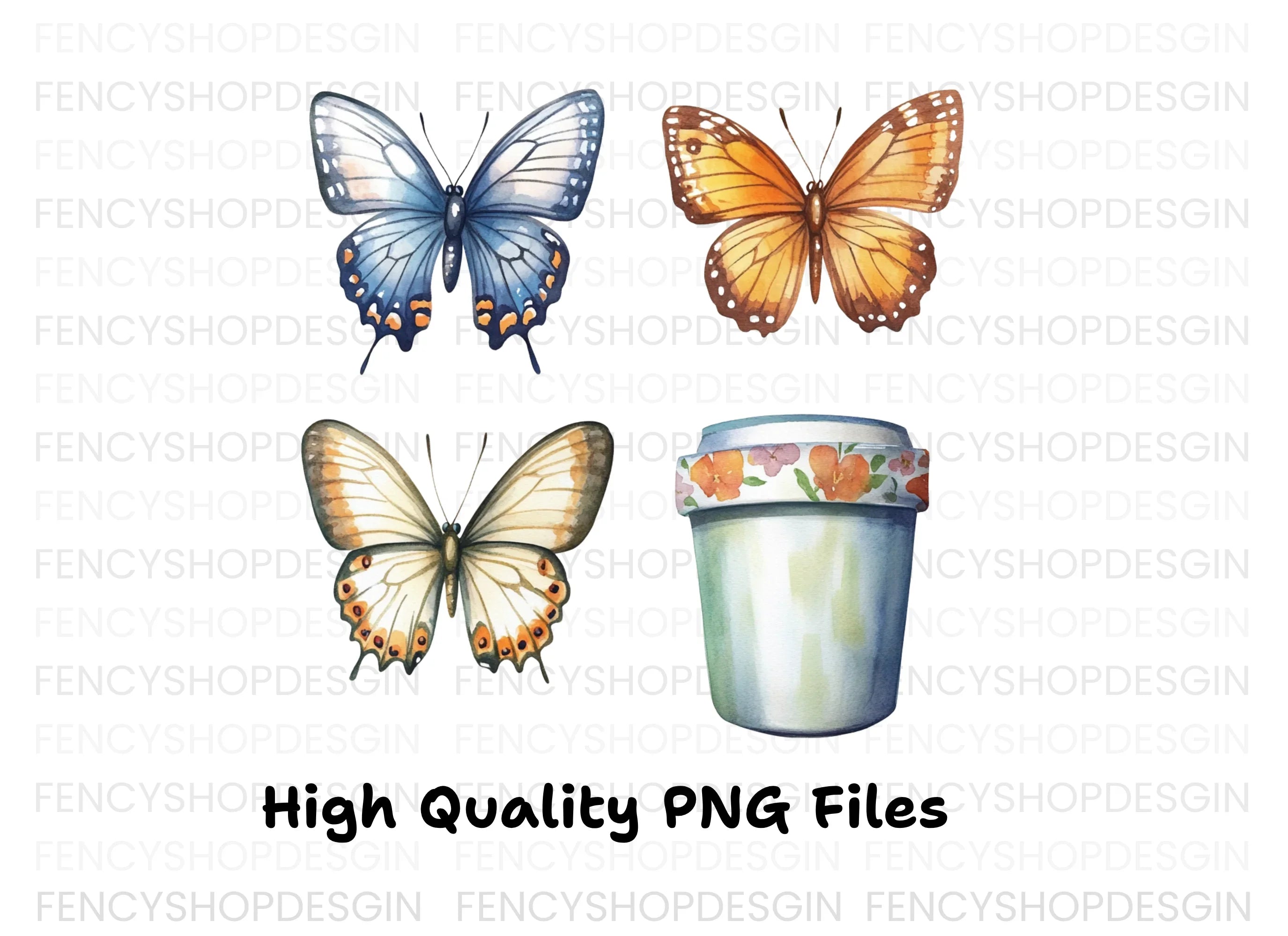 Butterfly Cup Clipart Bundle
