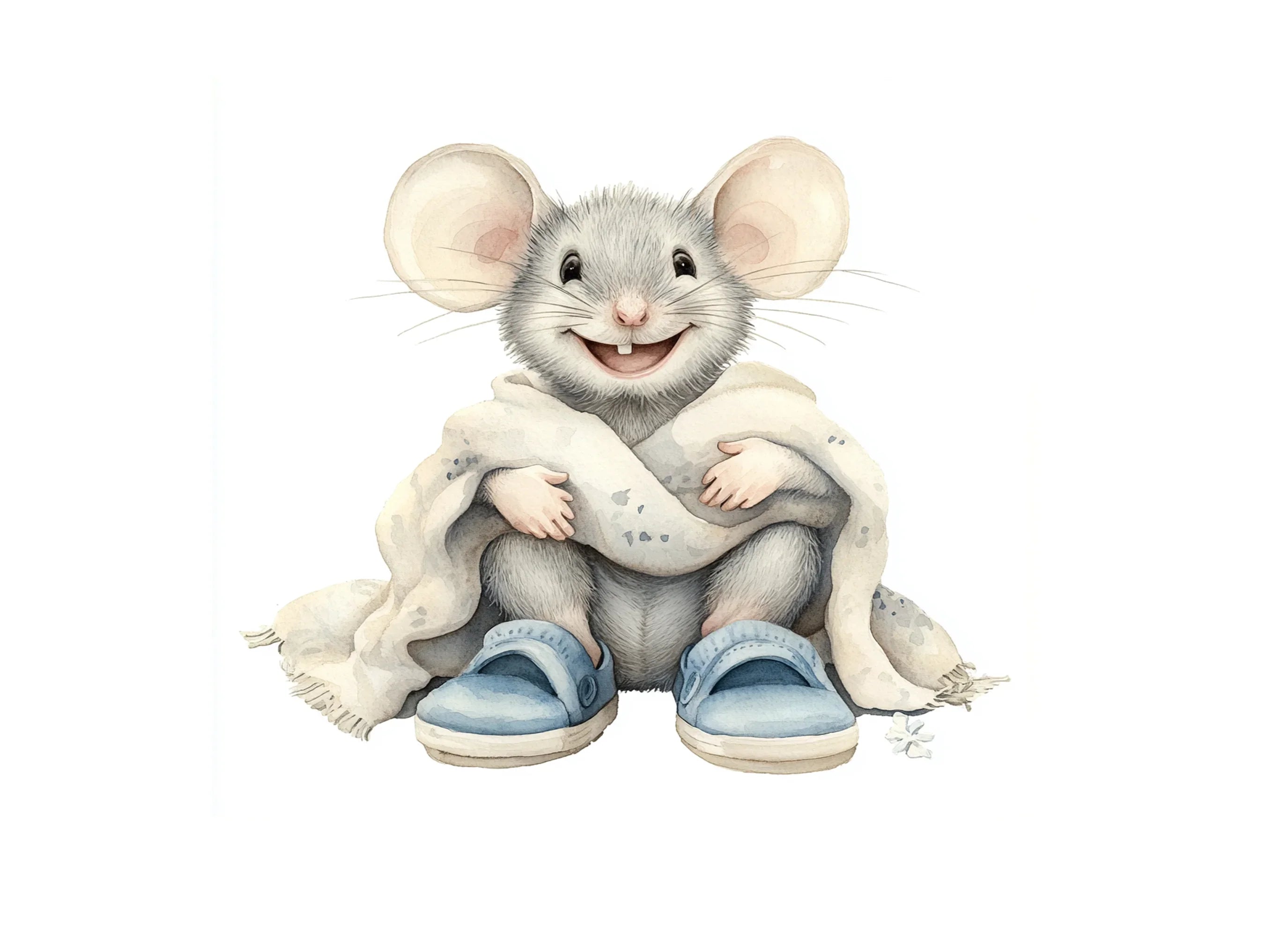 Cozy Mice with Blankets Slippers Clipart Bundle