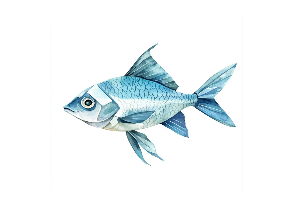 Geometric Blue Fish Clipart Bundle