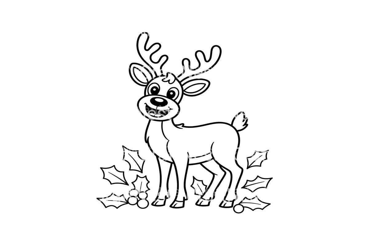Cute Reindeer Christmas Coloring Books