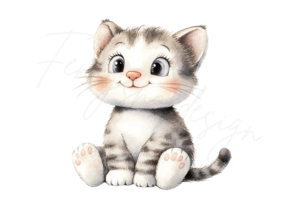 Adorable Striped Kitten Clipart Bundle