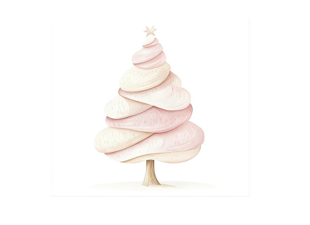 Whimsical Pink Christmas Tree Clipart Bundle