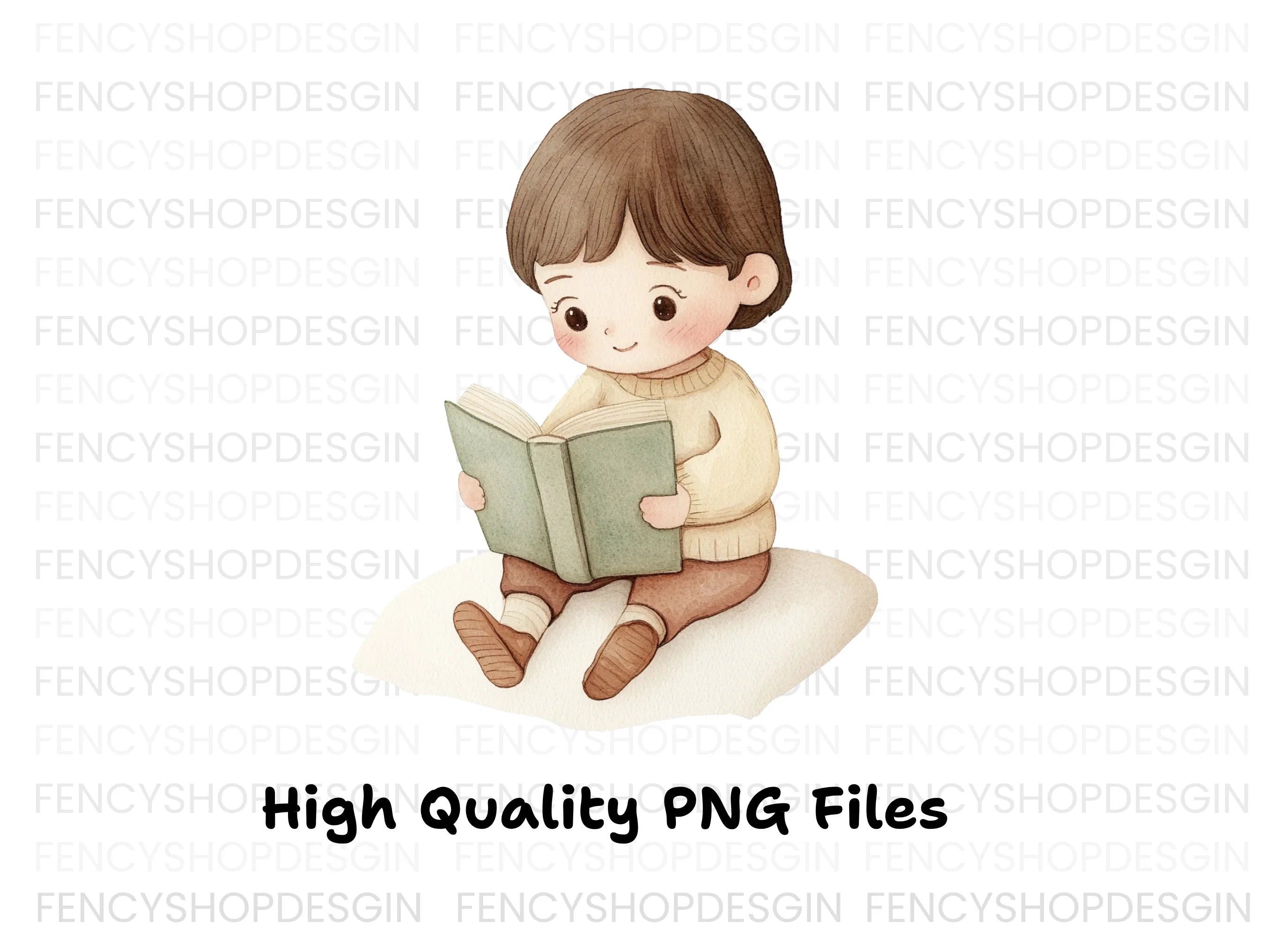 Little Boy Reading Book Clipart Bundle