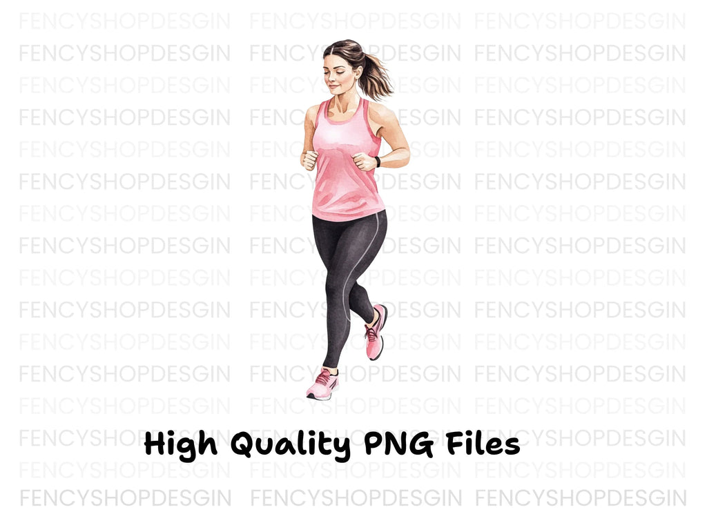 Fitness Woman Running Clipart Bundle
