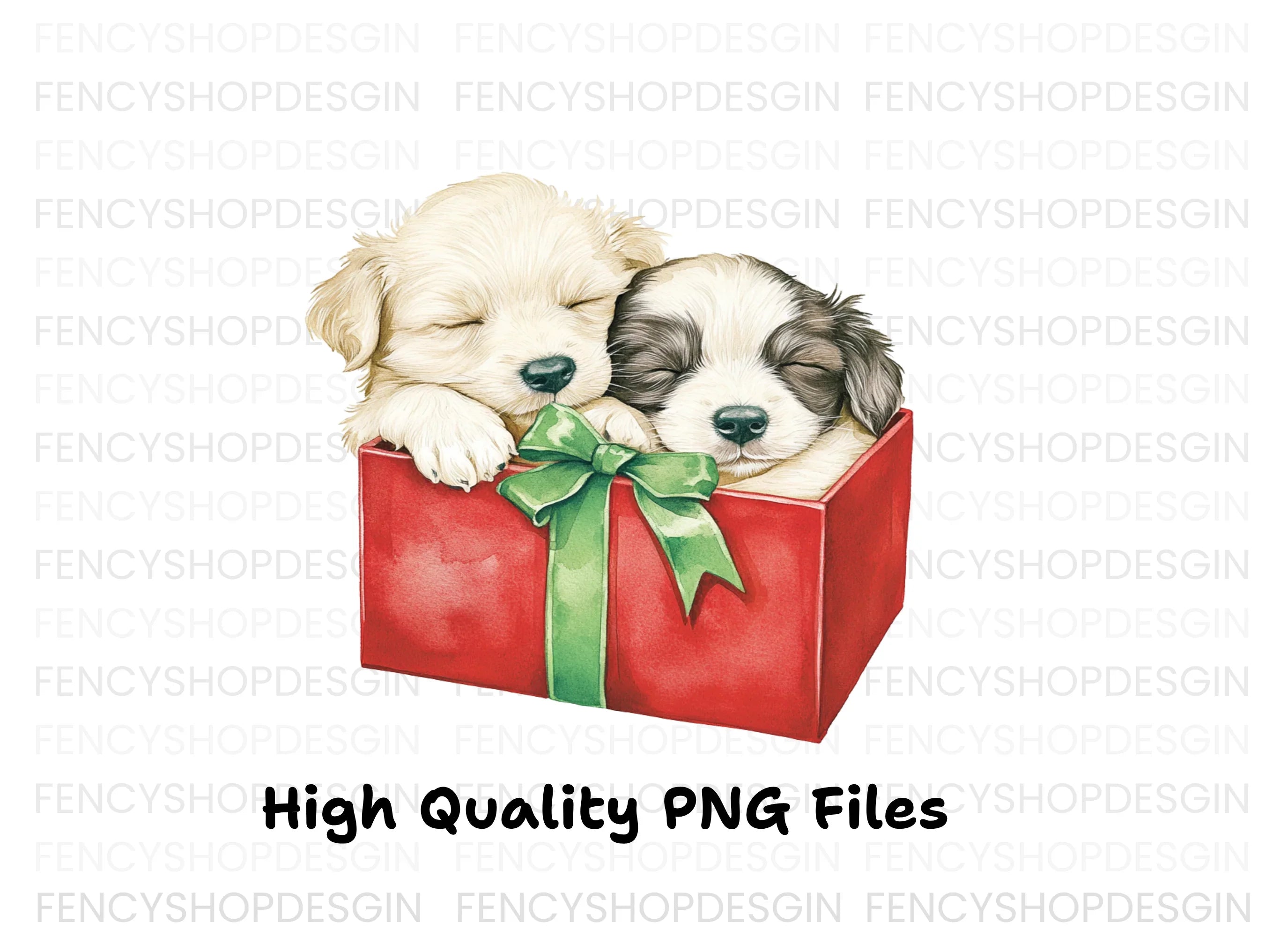 Puppies in Gift Box Clipart Bundle