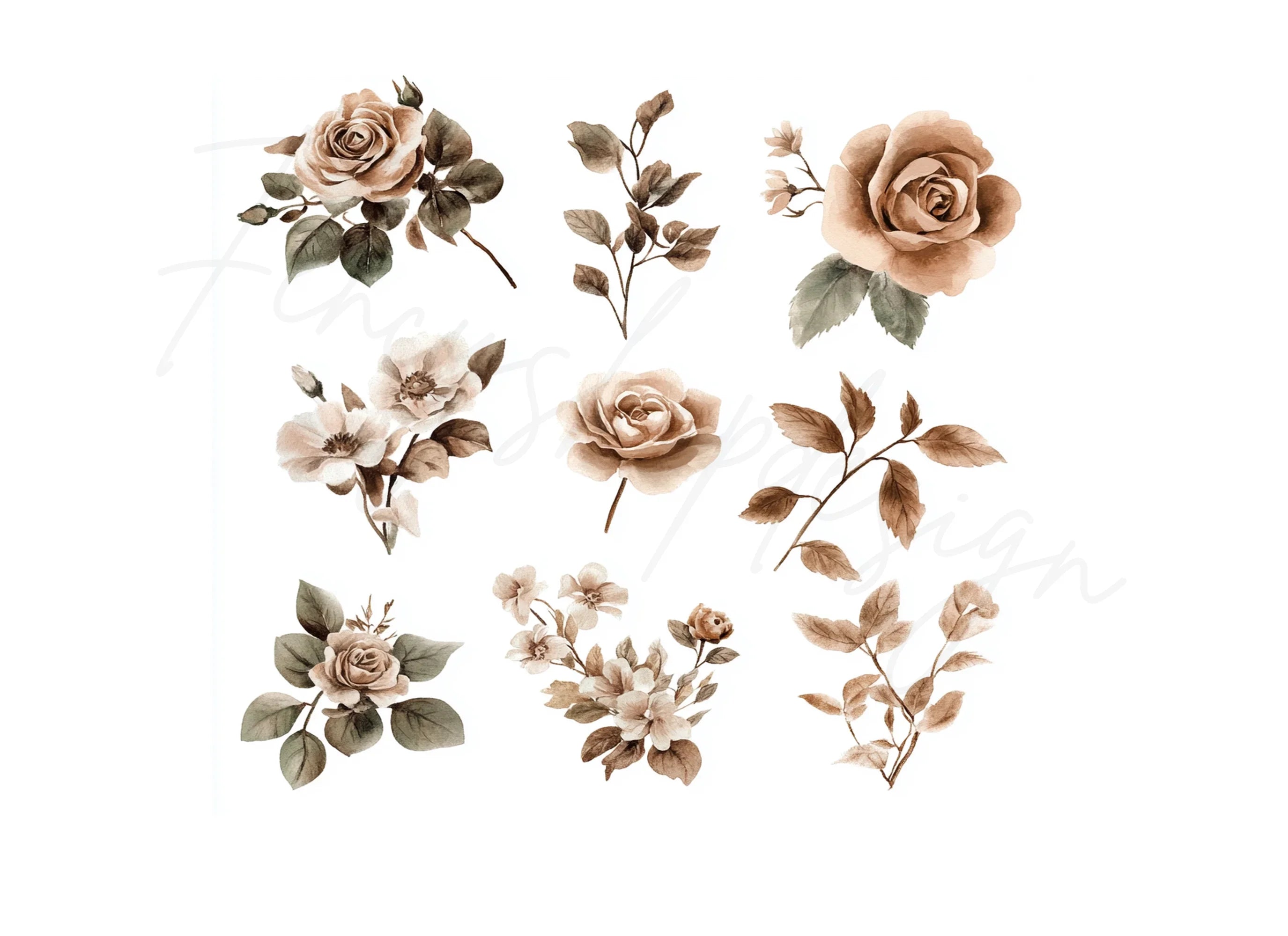 Boho Floral Clipart Bundle