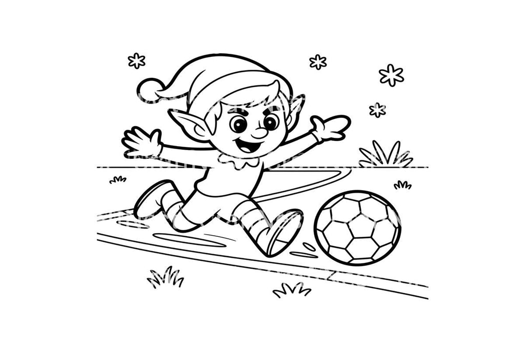 Elf Soccer Fun for Kids Coloring Books