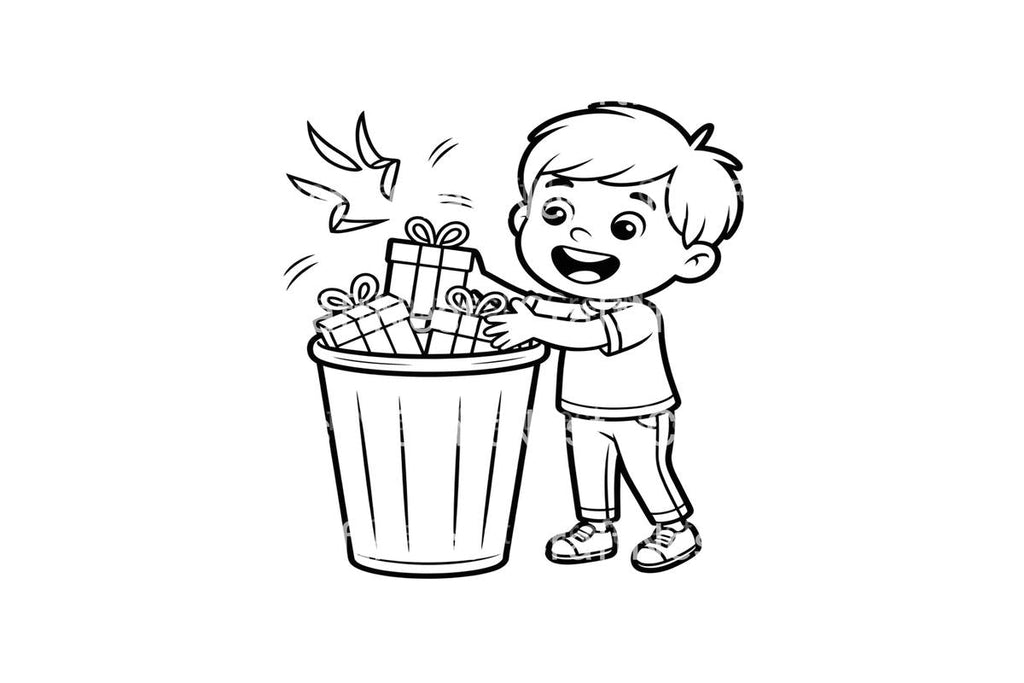 Kids Cleaning Up Gift Wrapping Trash Coloring Books