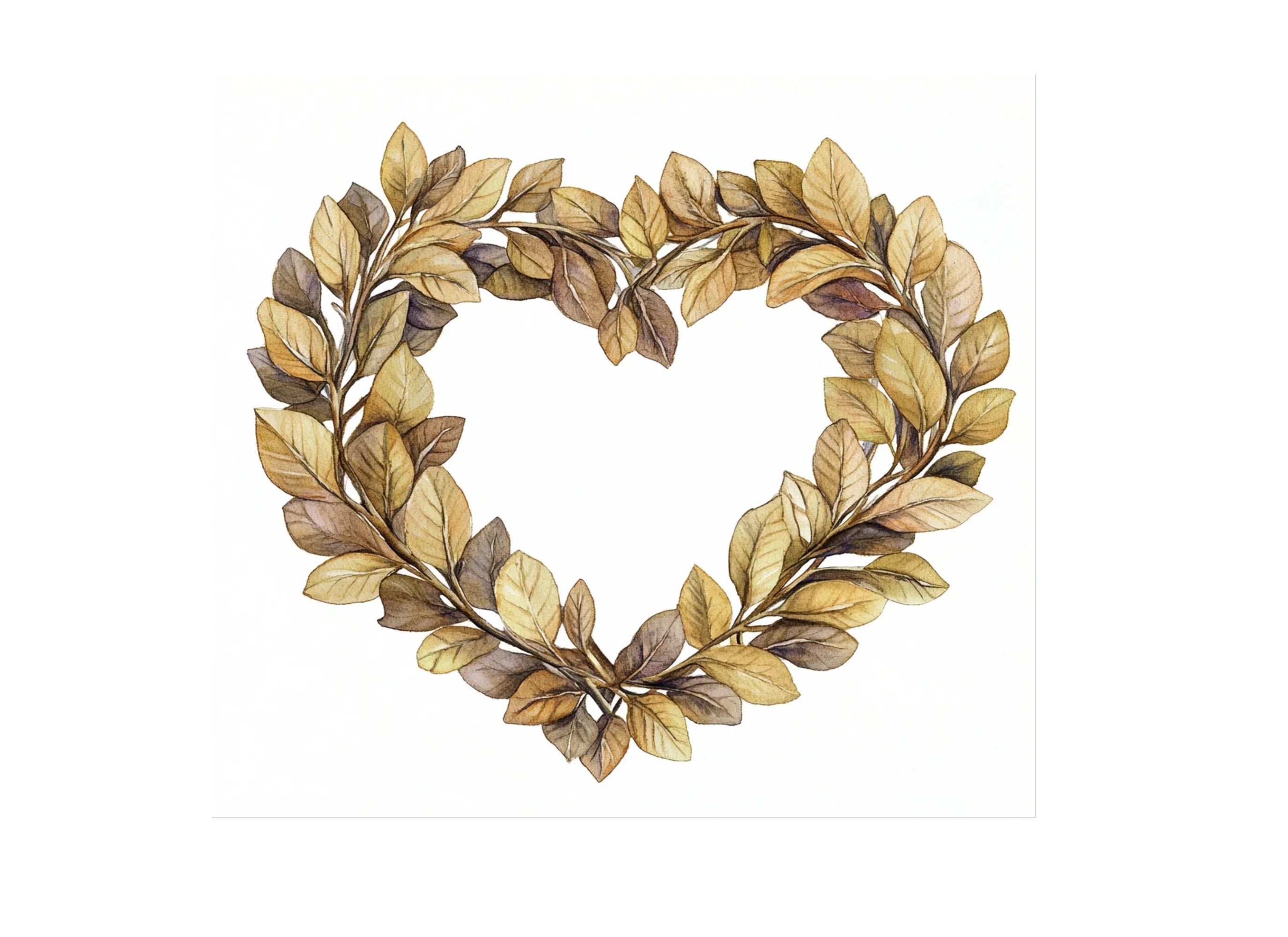 Heart Shaped Leaf Wreaths Clipart Bundle
