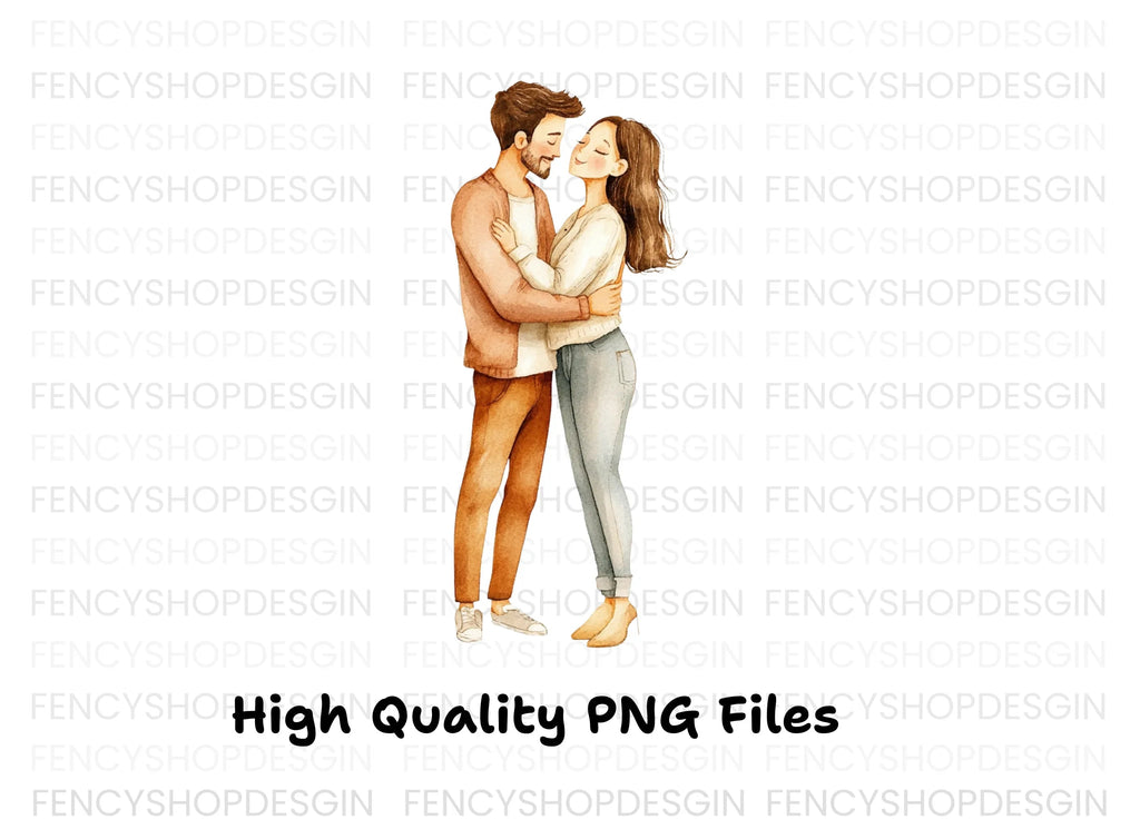 Cute Couple Hugging Clipart Bundle
