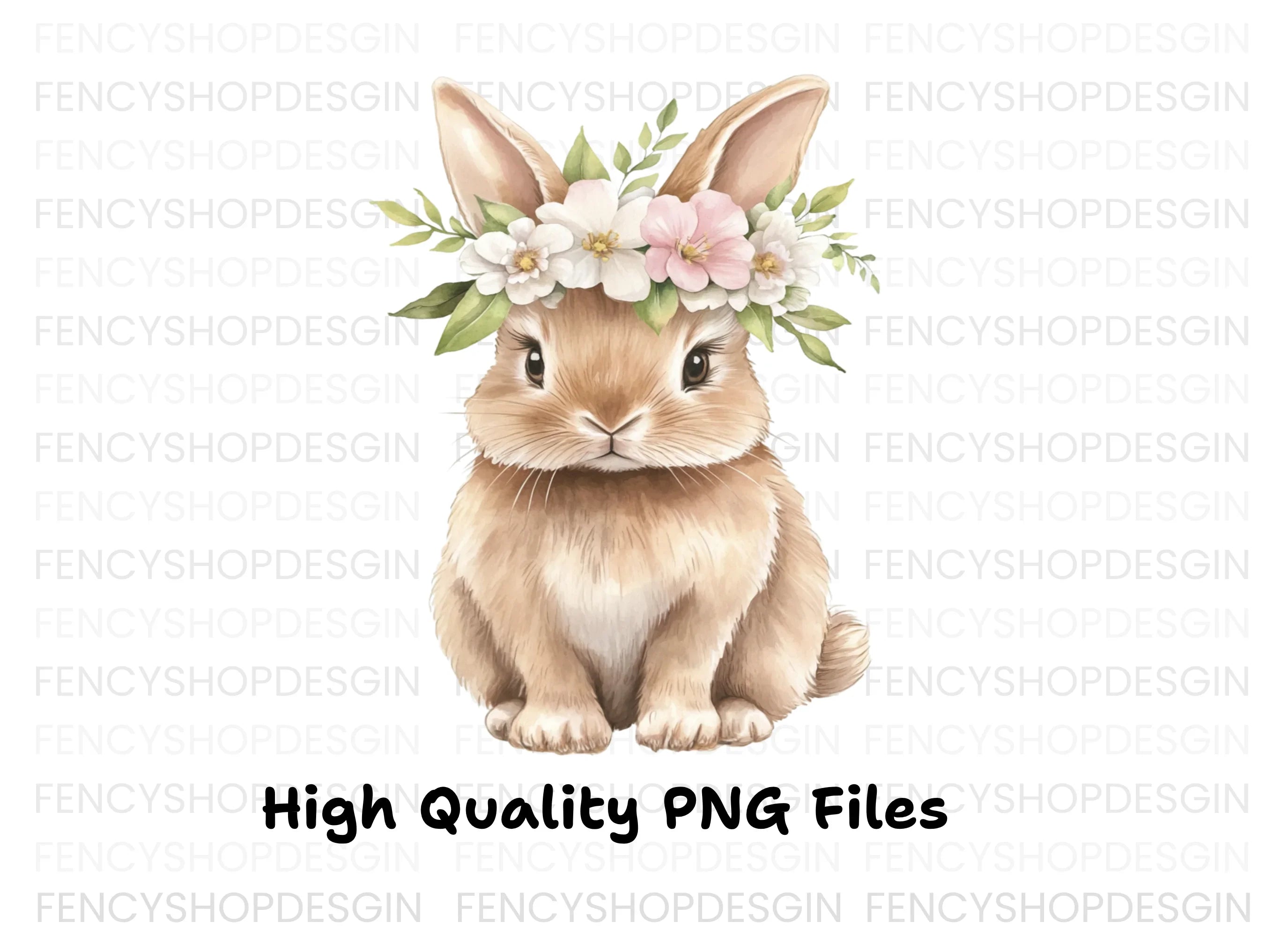 Cute Bunnies with Flower Crowns Clipart Bundle