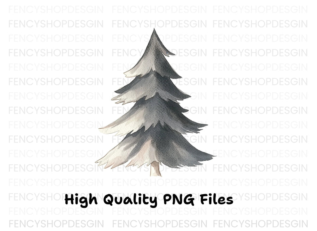 Winter Pine Tree Clipart Bundle