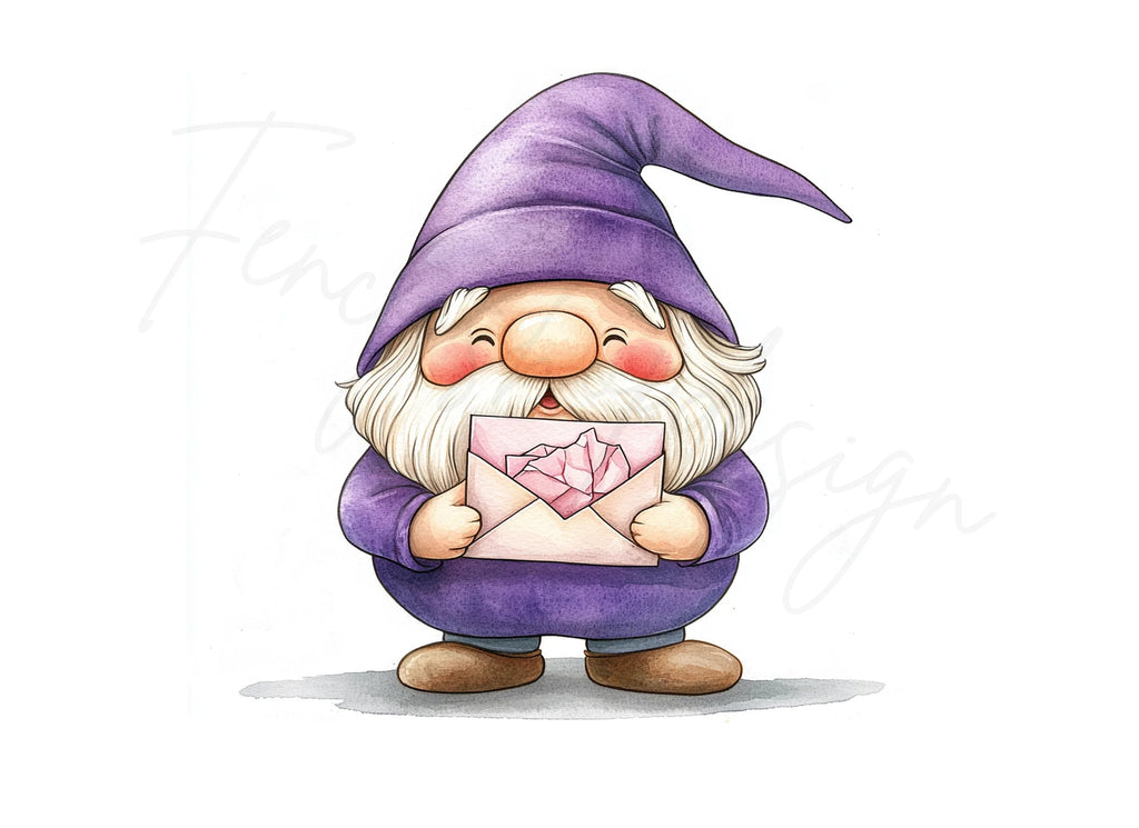 Purple Gnome Crystal Letter Clipart Bundle