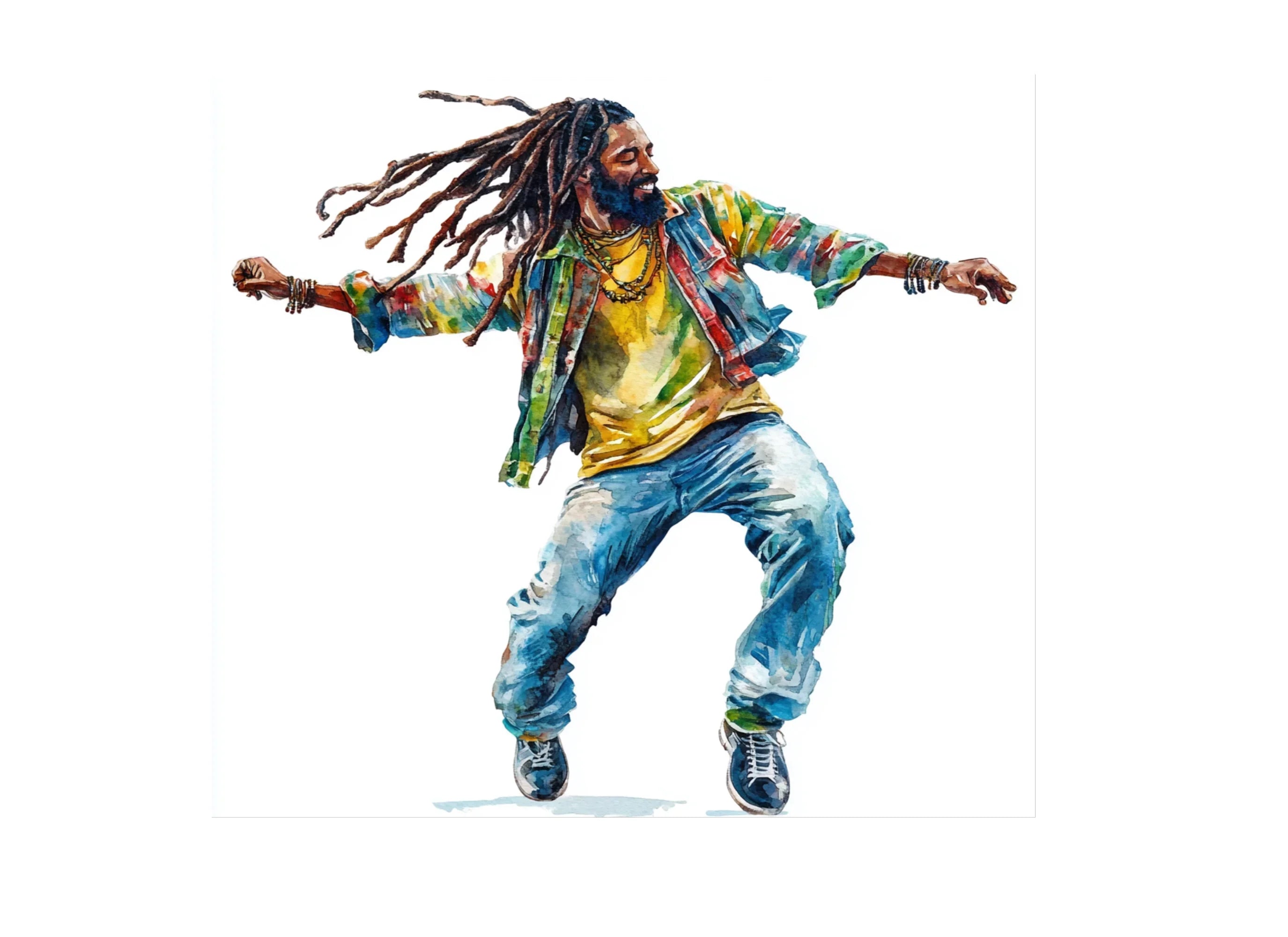 Joyful Rasta Man Dancing Clipart Bundle