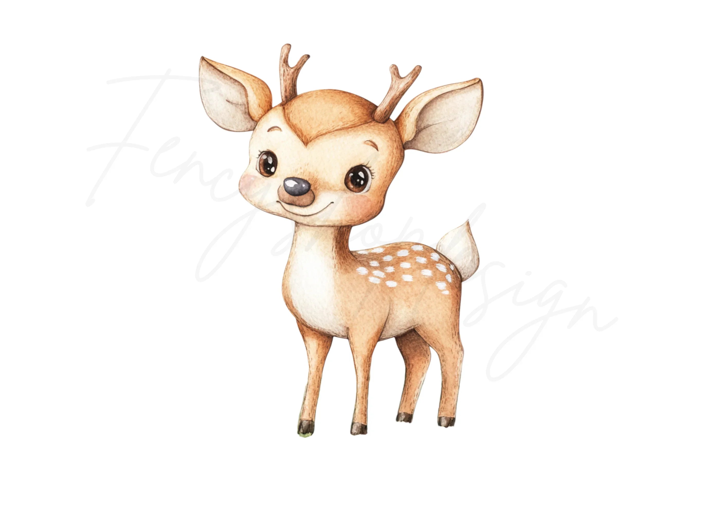 Adorable Baby Deer Fawn Clipart Bundle
