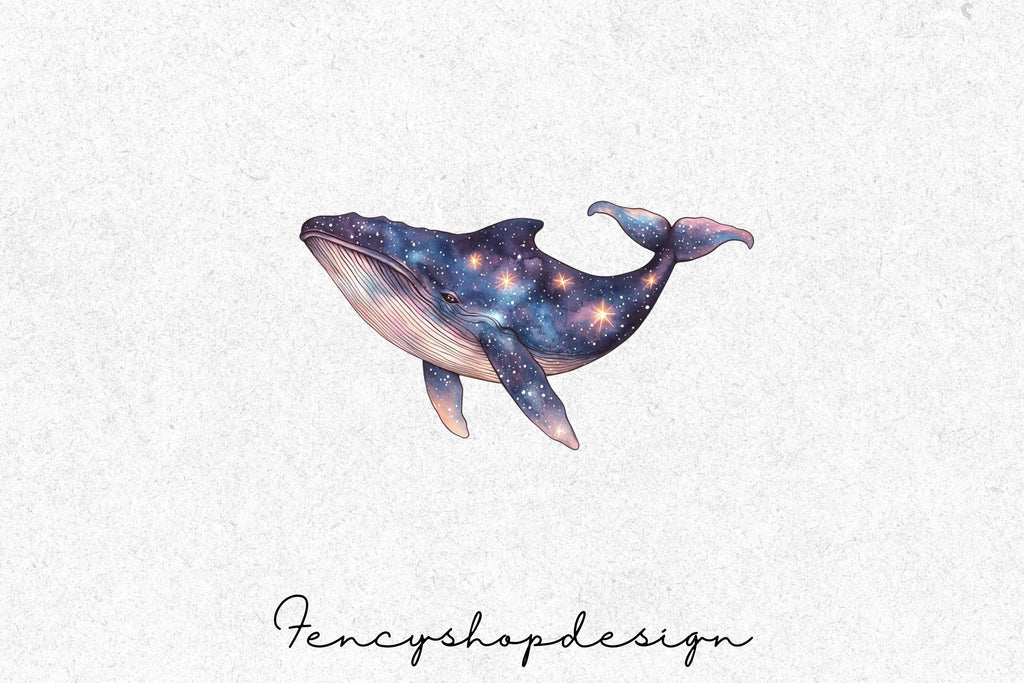 Galaxy Whale Clipart Bundle