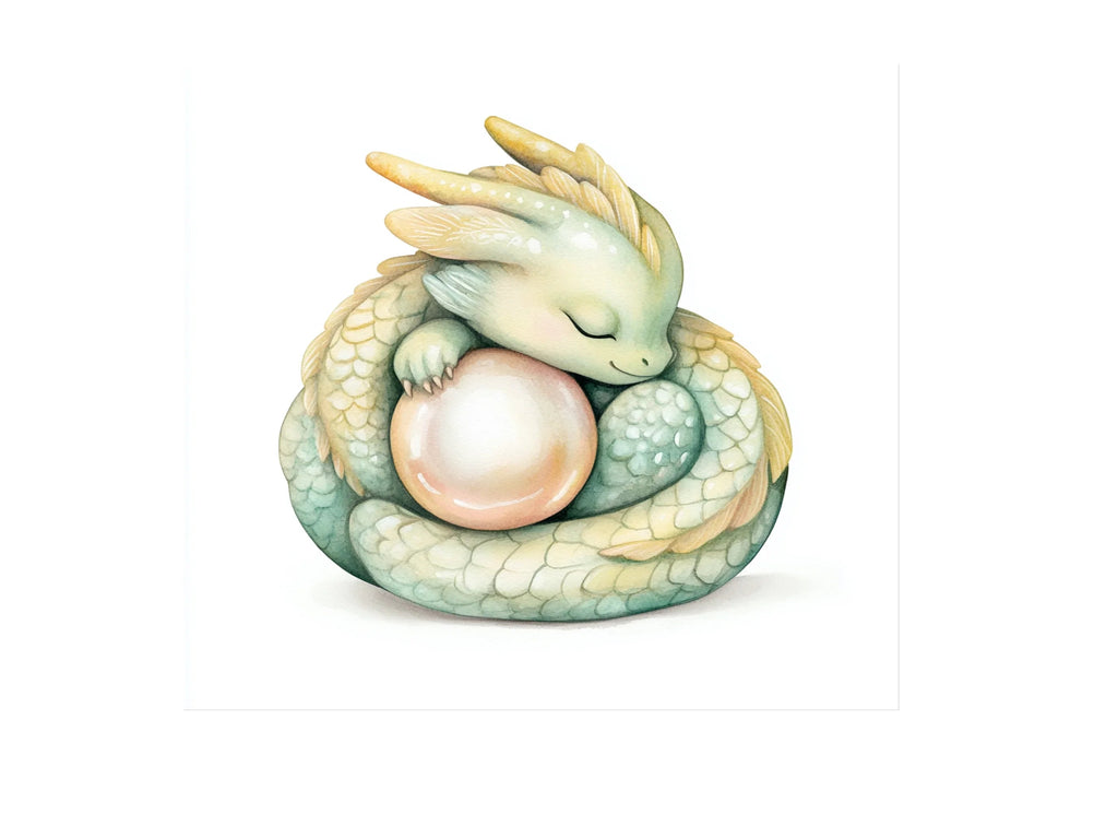 Sleeping Baby Dragon with Pearl Clipart Bundle