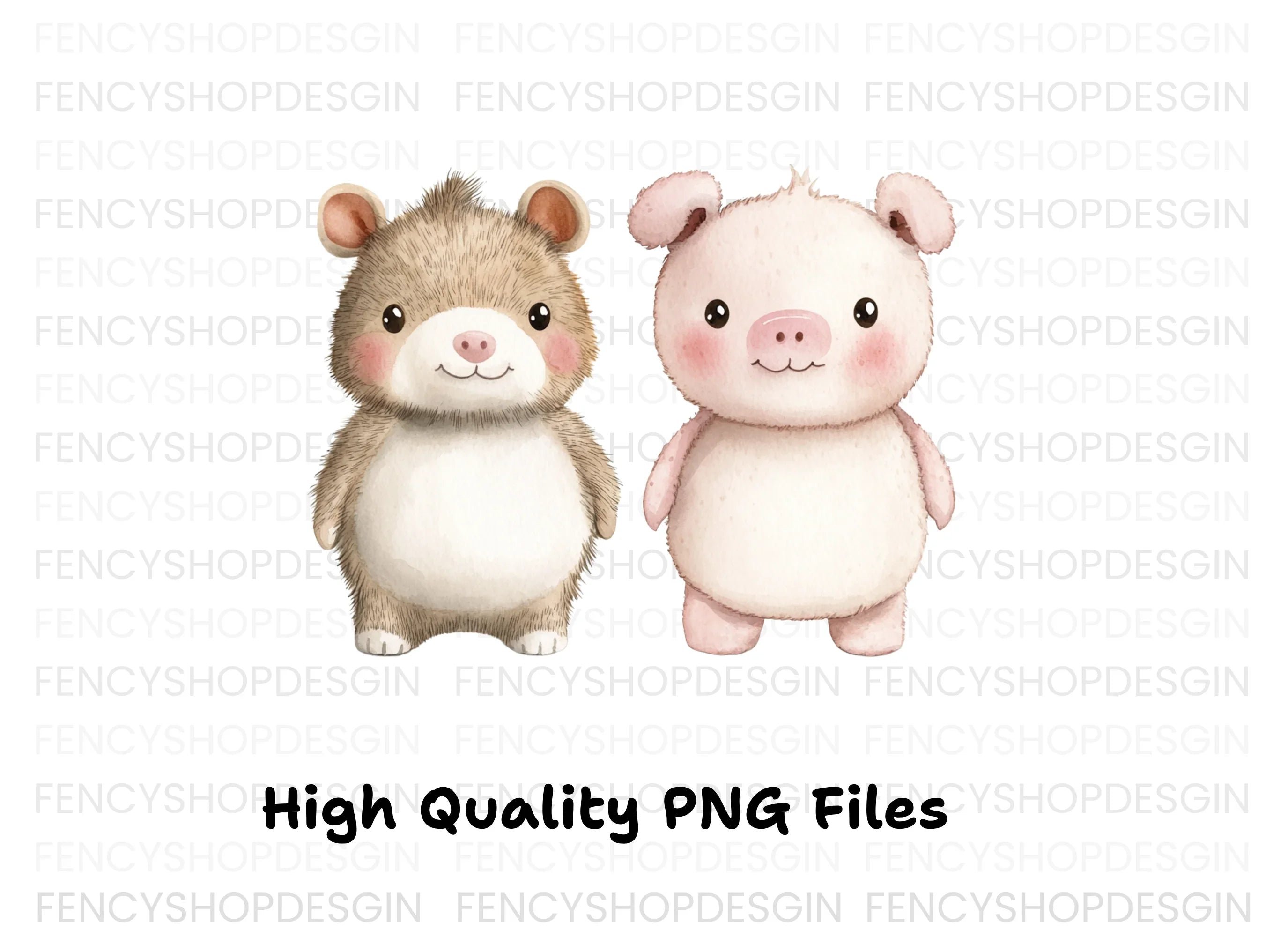 Cute Hamster and Piglet Duo Clipart Bundle