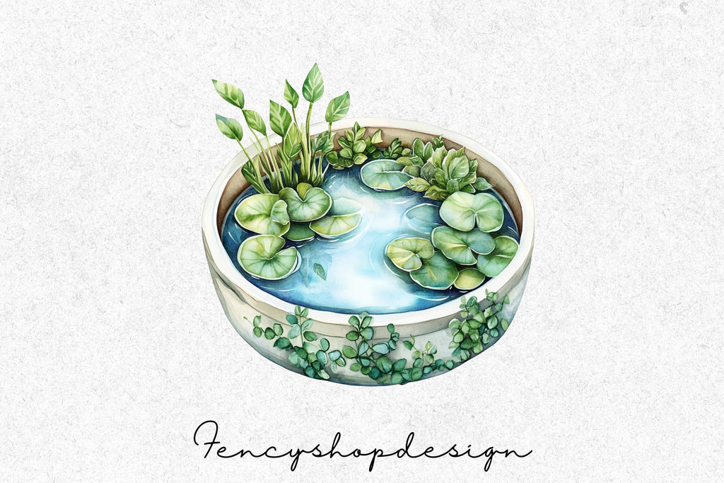 Serene Pond Garden Clipart Bundle
