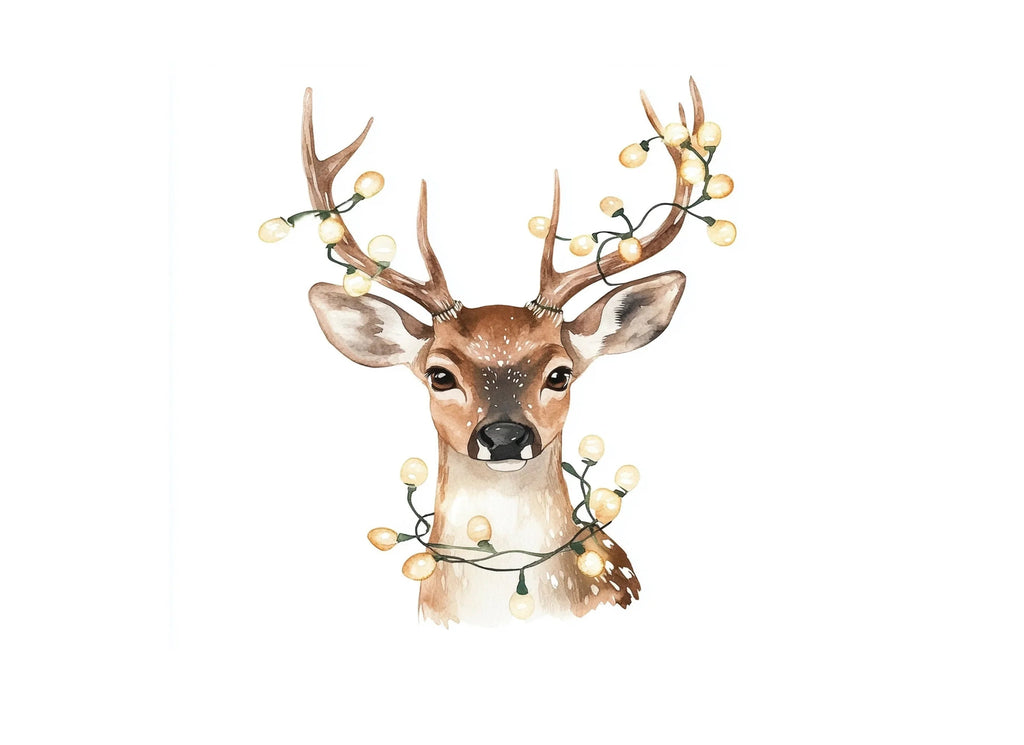 Festive Deer Head with Lights Clipart Bundle