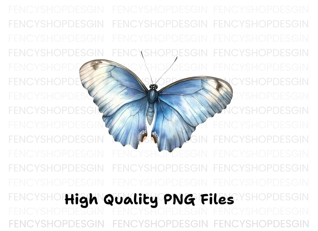 Light Blue Butterfly Clipart Bundle