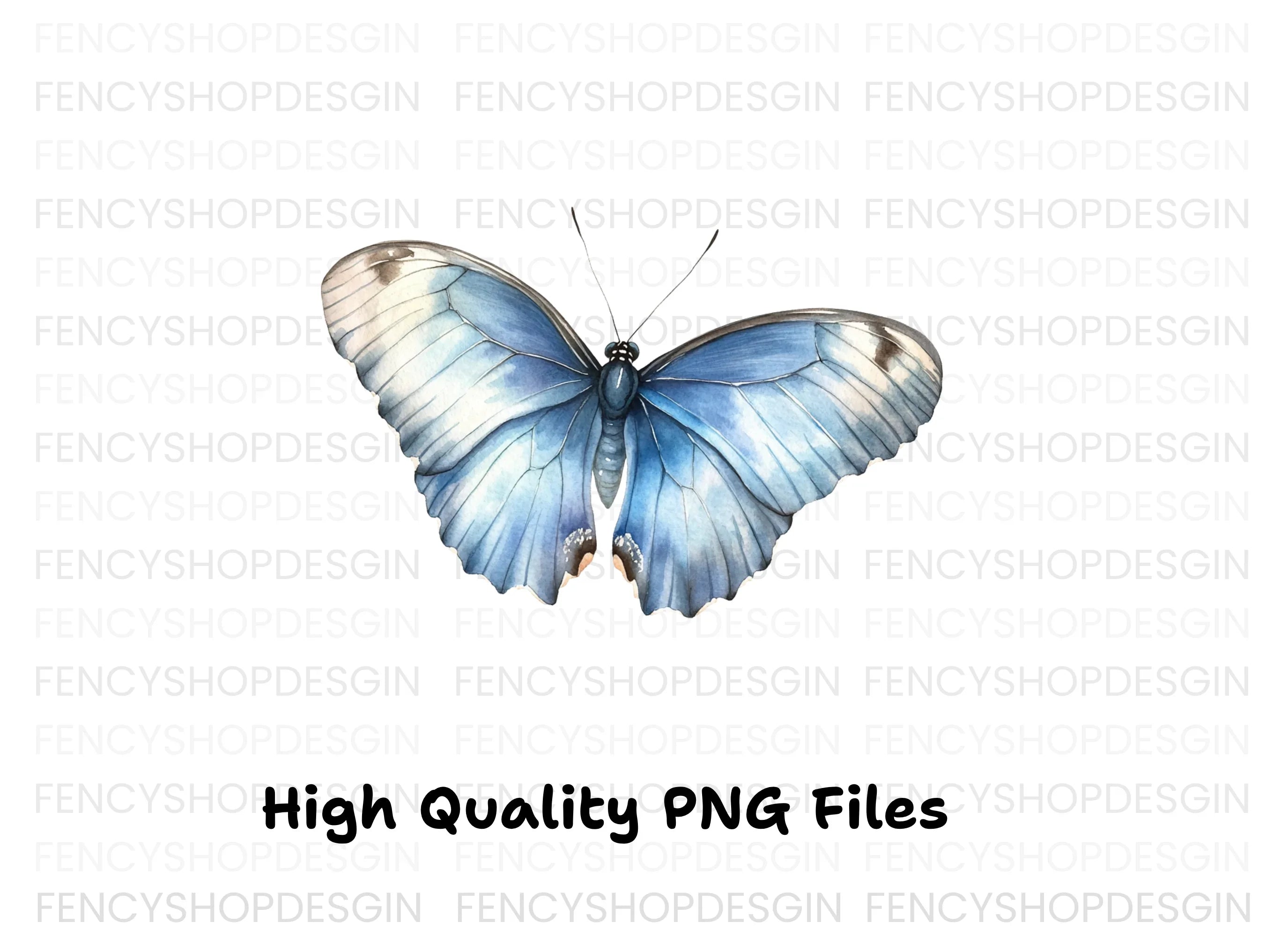 Light Blue Butterfly Clipart Bundle