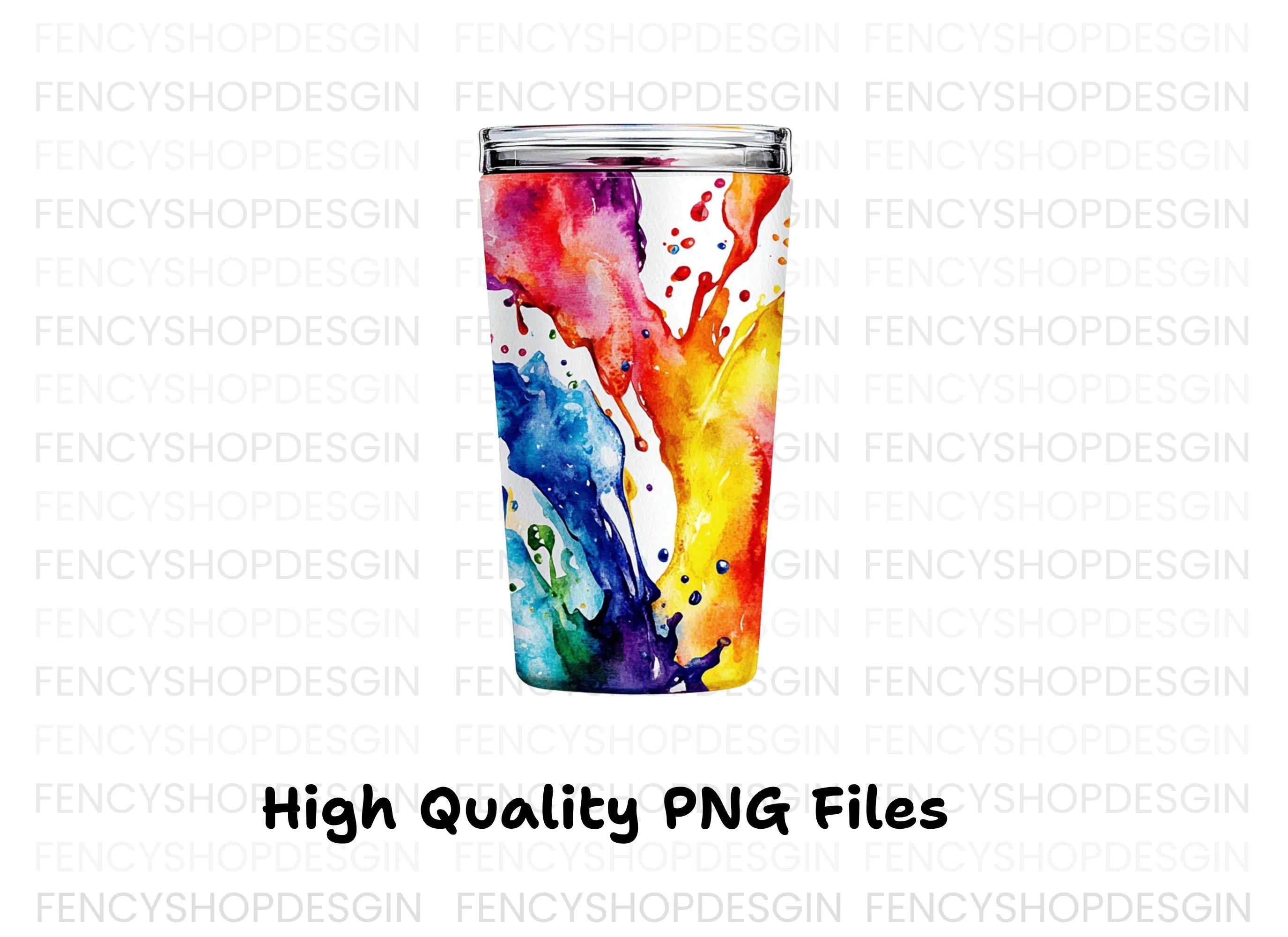 Rainbow Paint Splash Tumbler Clipart Bundle