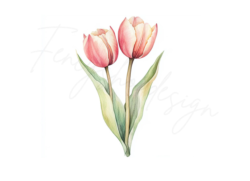 Pink Tulip Flower Clipart Bundle