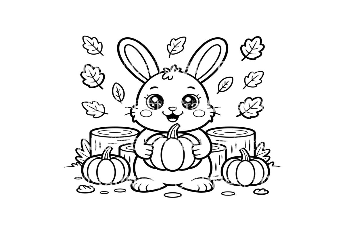 Cute Autumn Bunny Coloring Books
