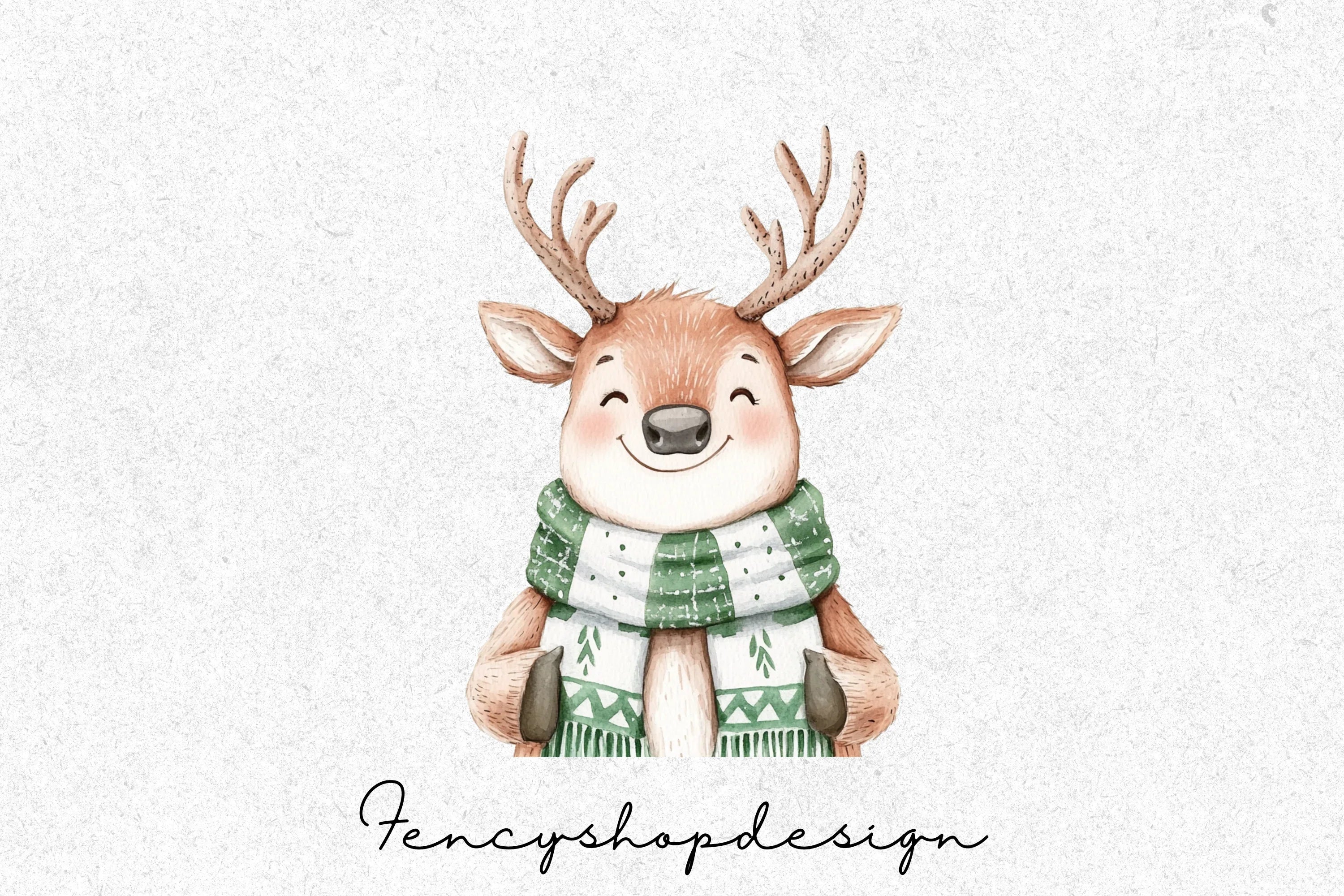 Cute Christmas Deer Clipart Bundle