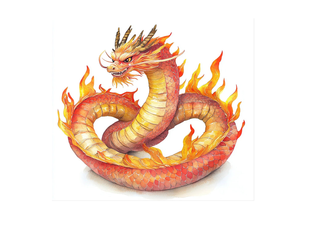 Majestic Chinese Dragon Fire Clipart Bundle