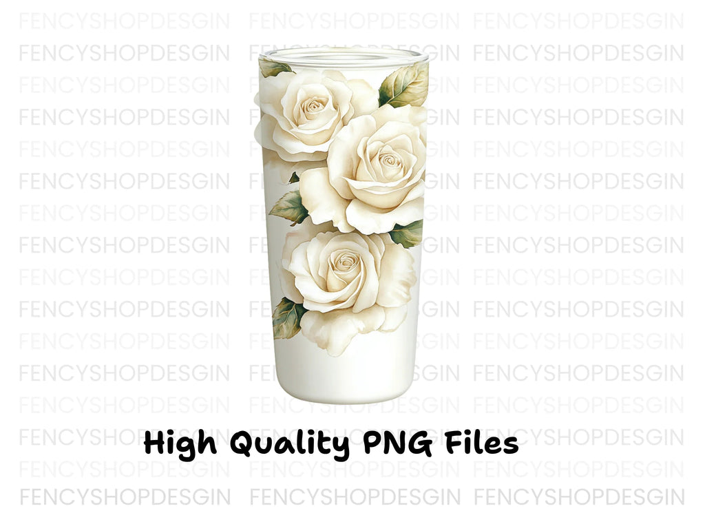 White Rose Tumbler Clipart Bundle