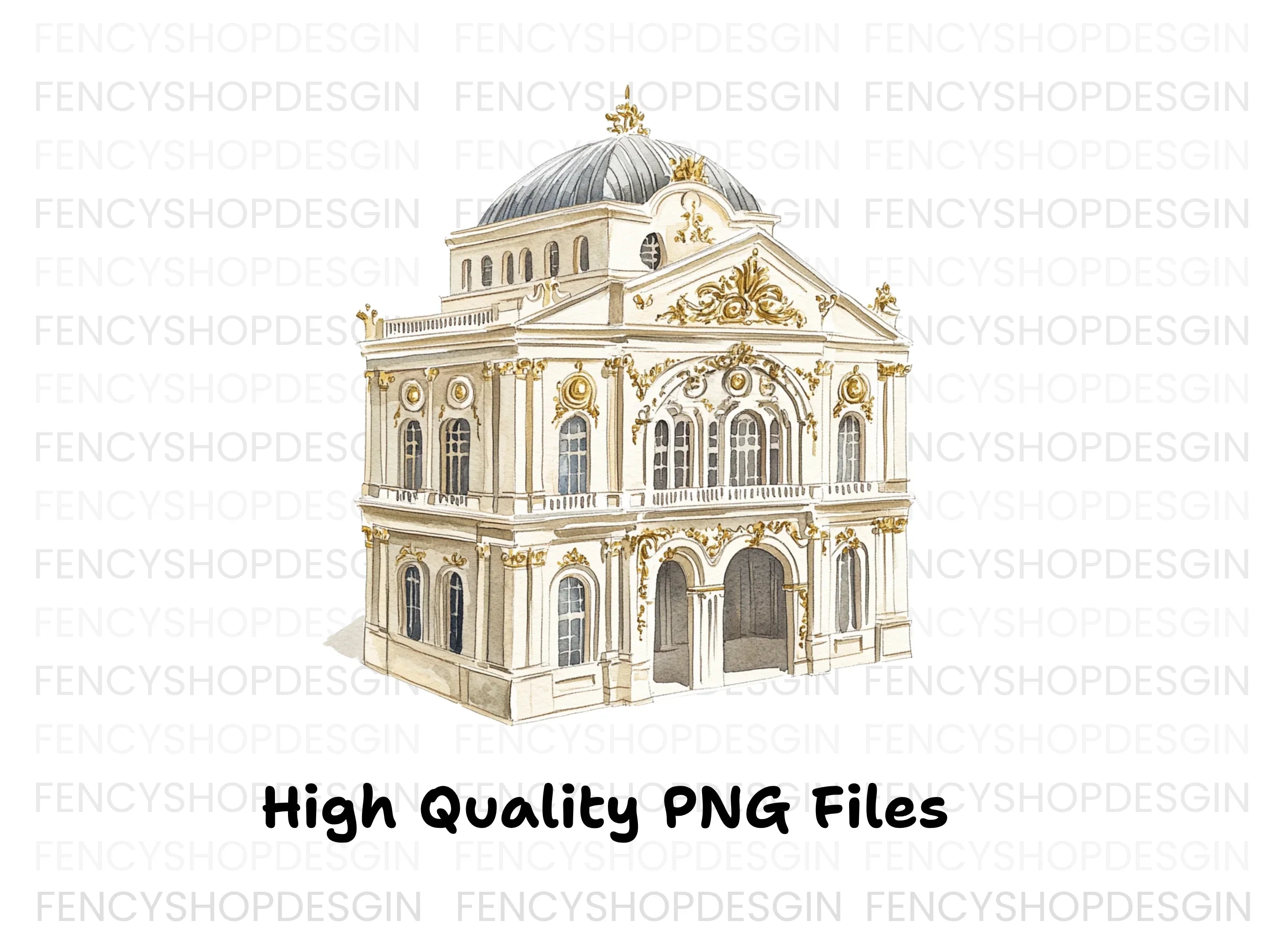 Baroque Palace Architecture Clipart Bundle