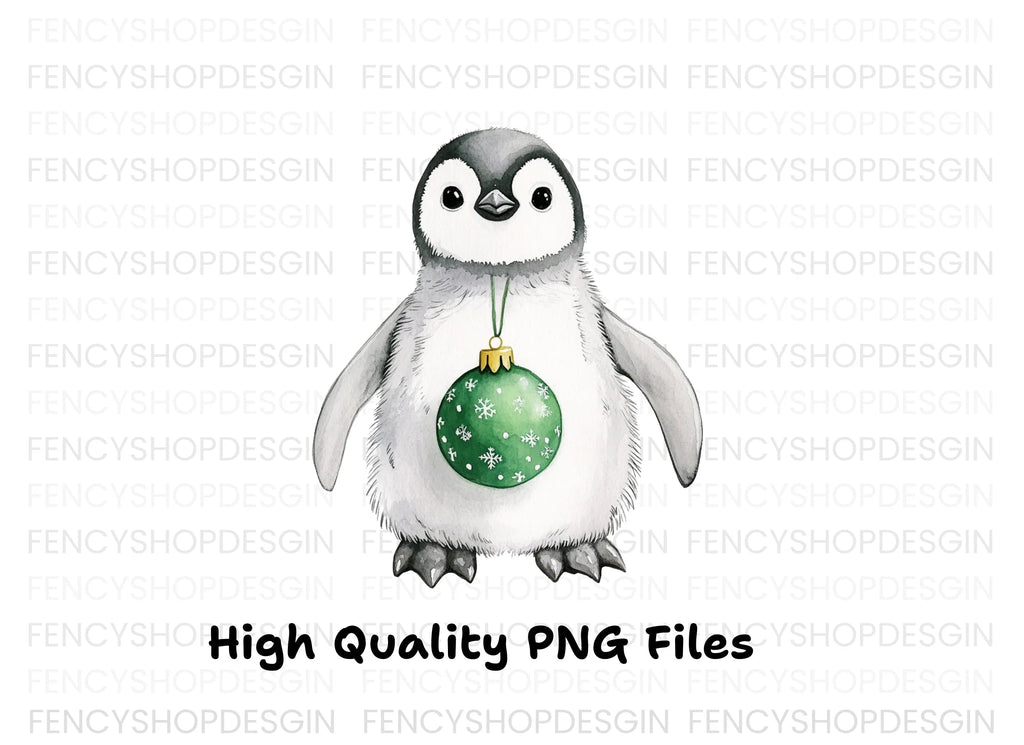Penguin Christmas Ornament Clipart Bundle