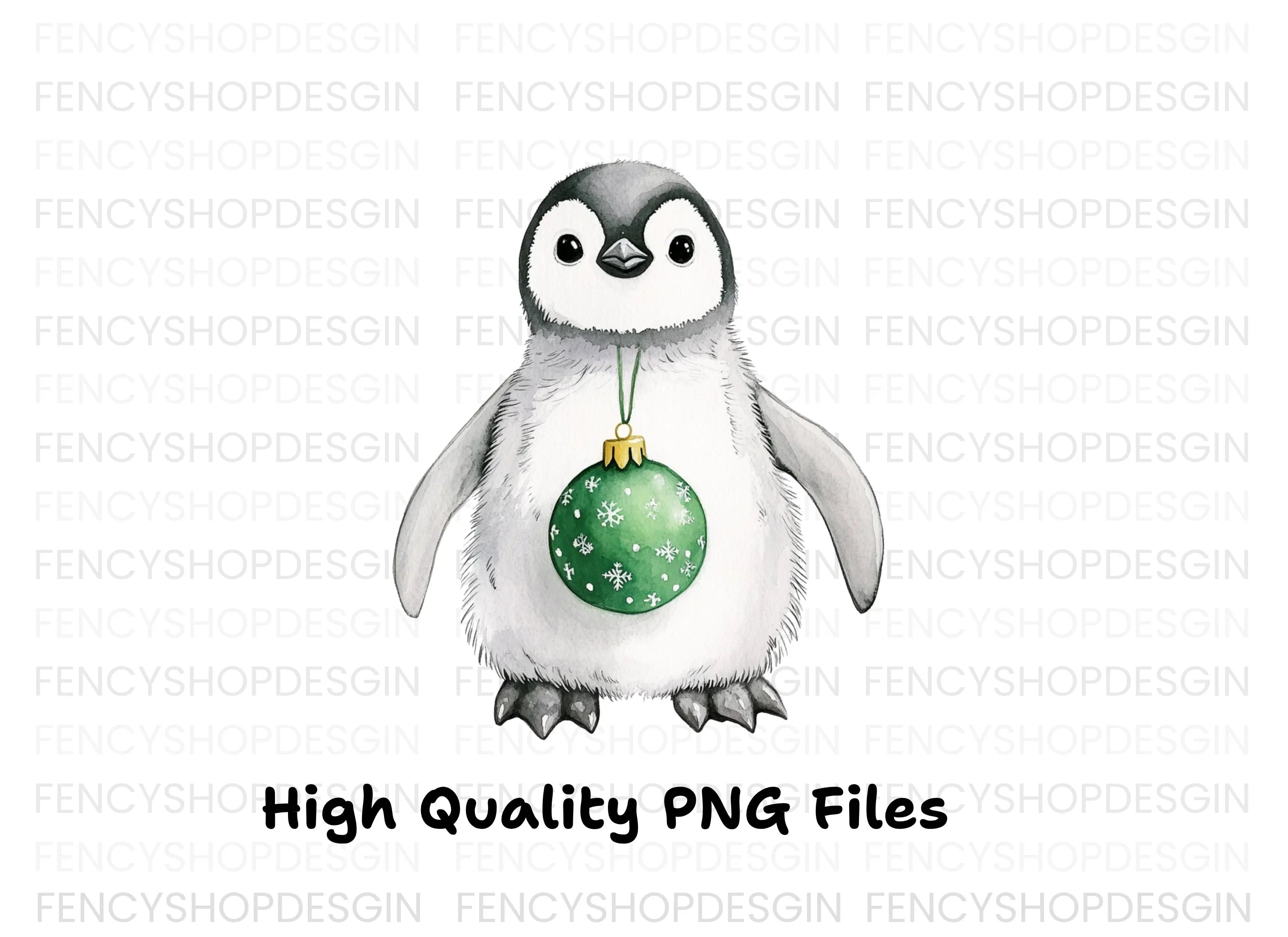 Penguin Christmas Ornament Clipart Bundle