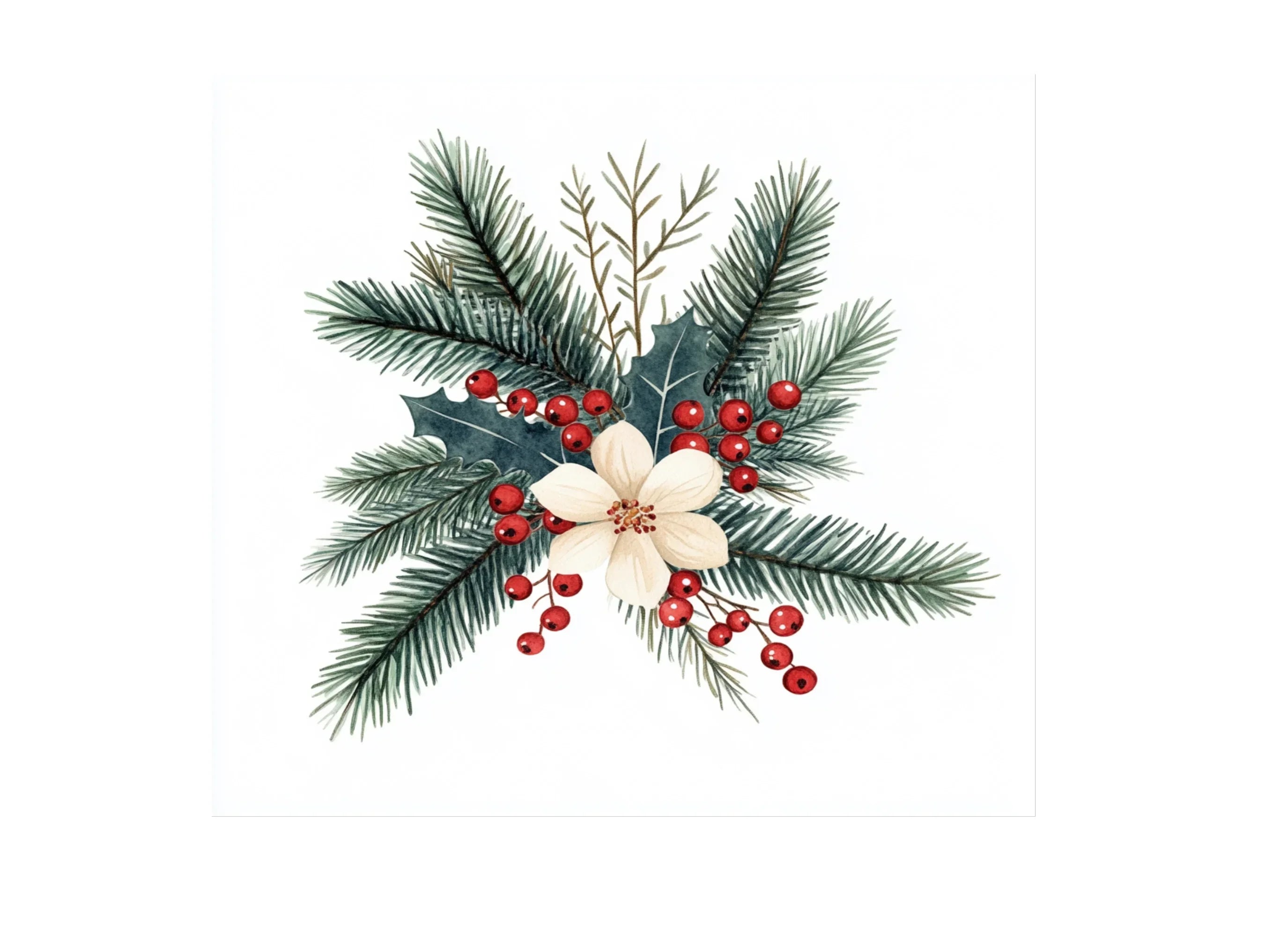 Festive Winter Botanical Clipart Bundle