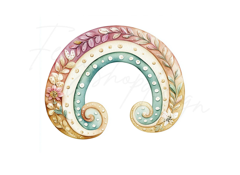Floral Boho Rainbows Clipart Bundle