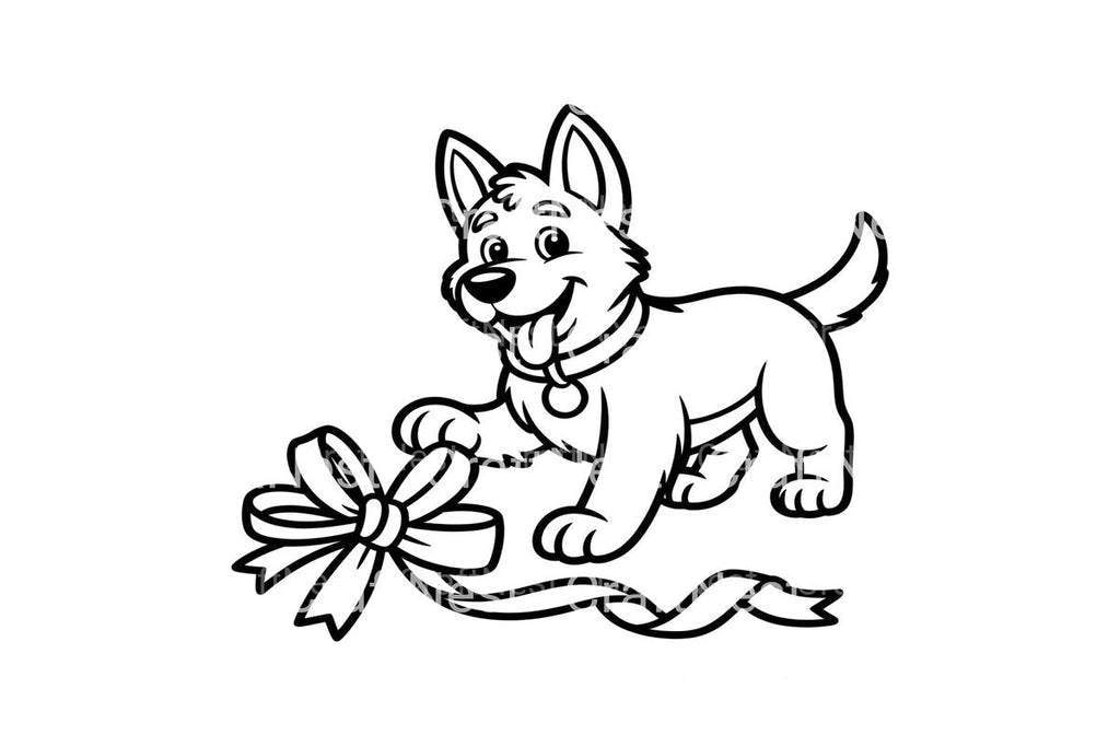 Puppy Playing With Ribbon Coloring Books